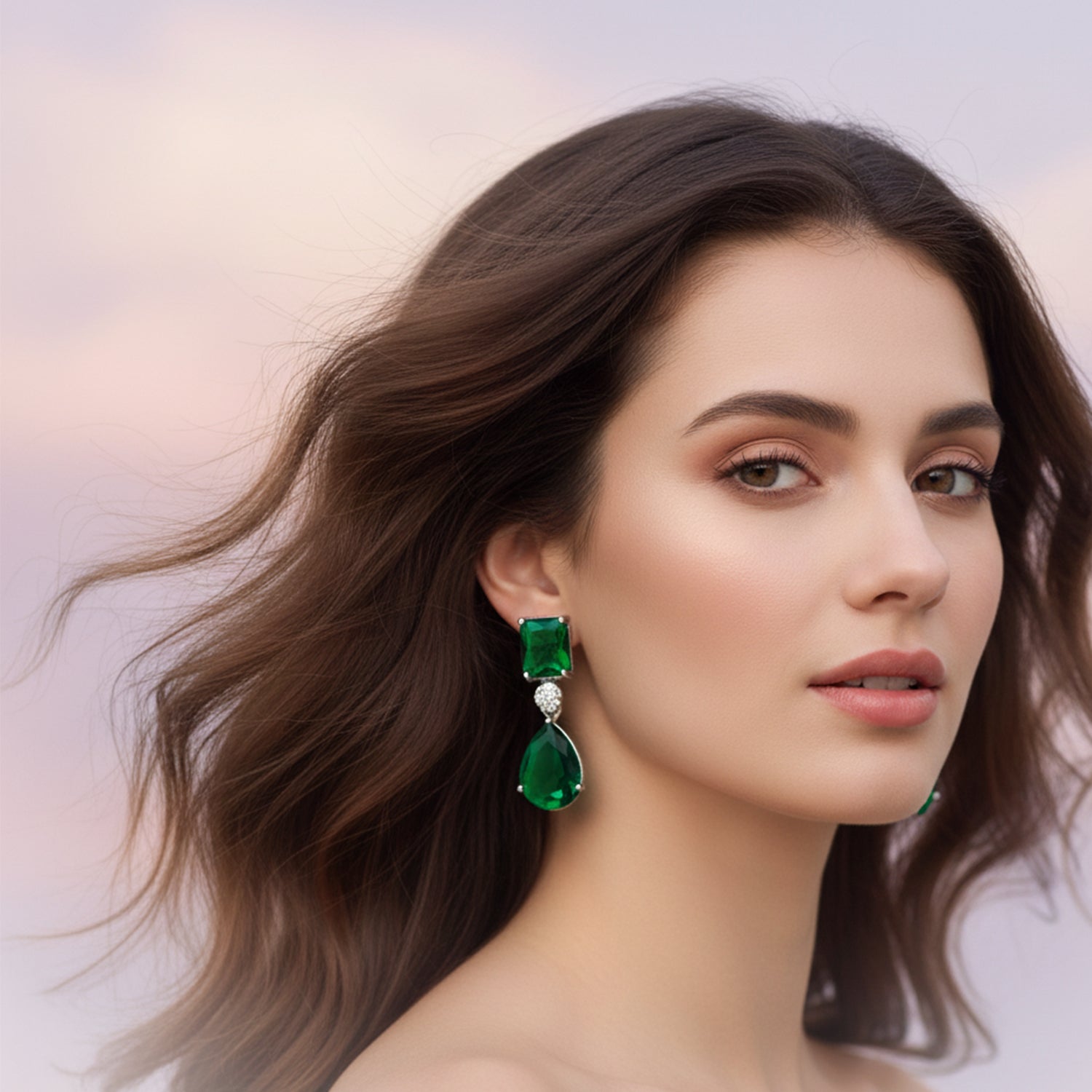 Lia Silver Green Earrings