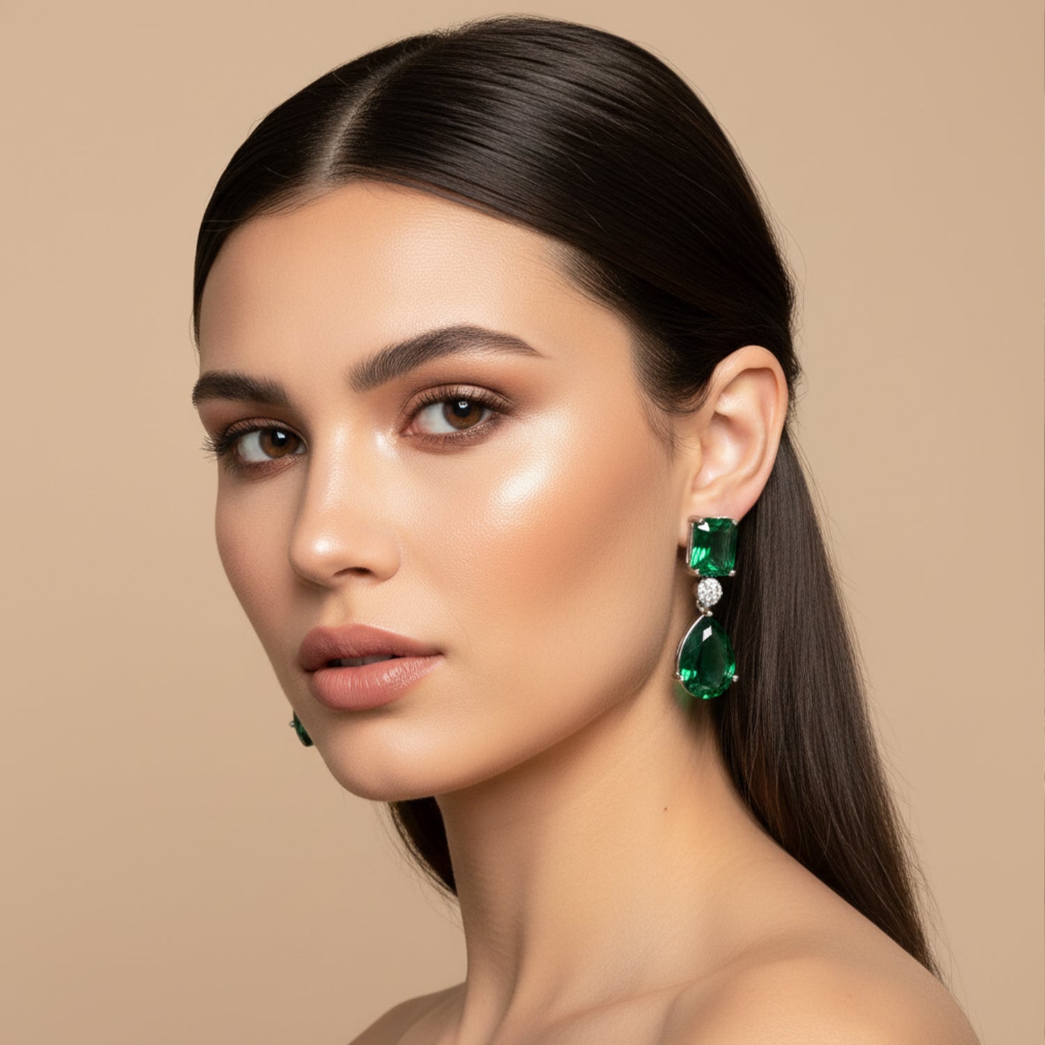 Lia Silver Green Earrings