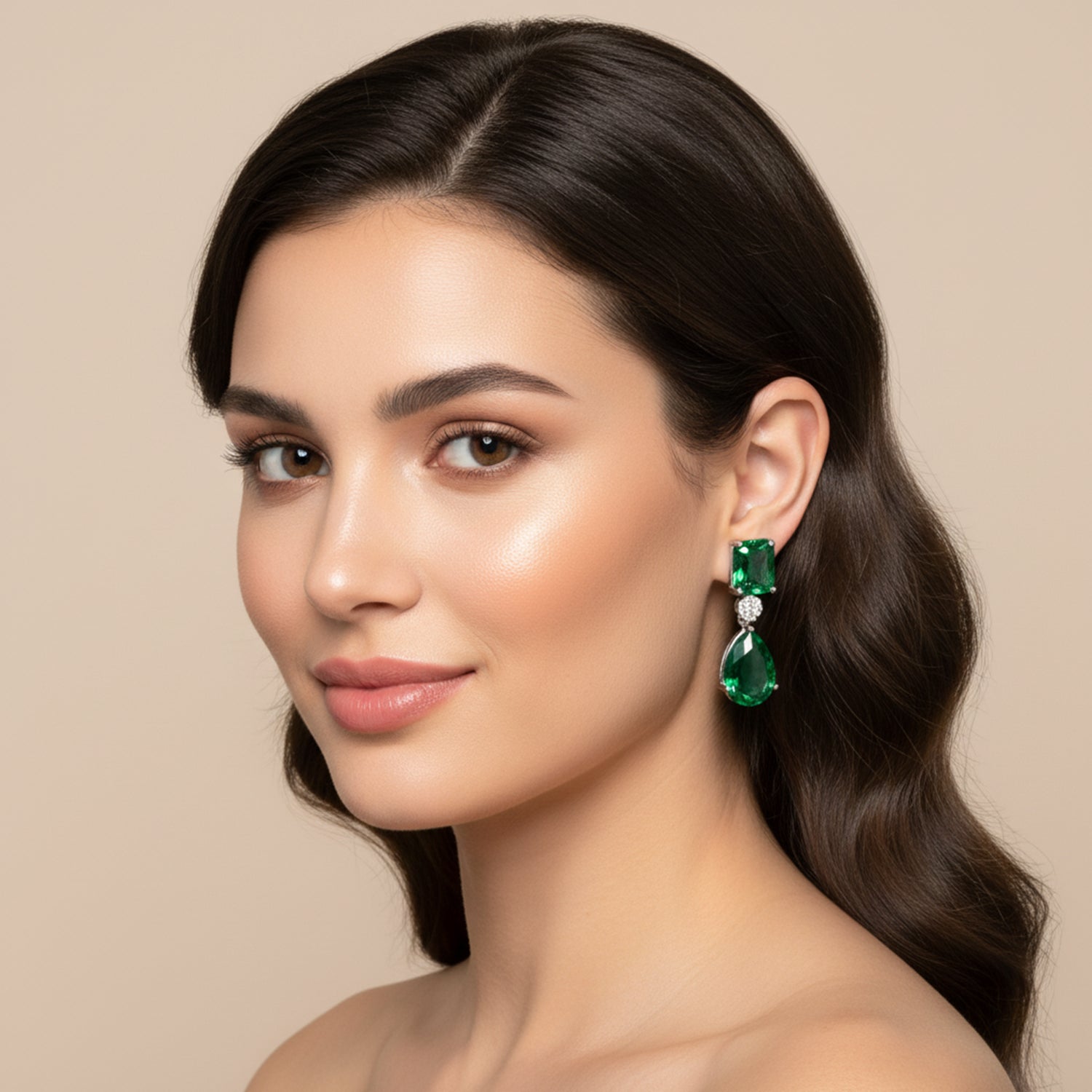 Lia Silver Green Earrings