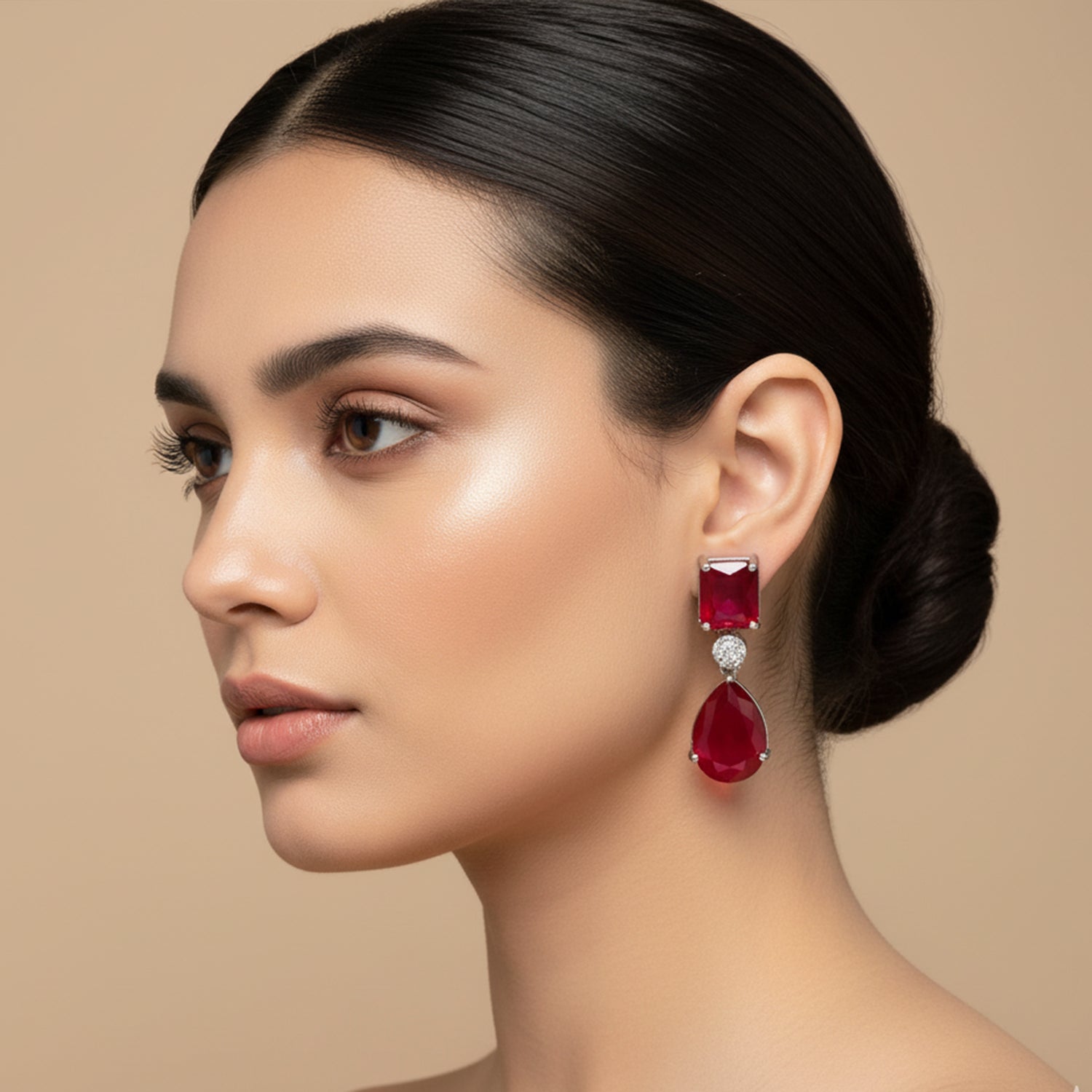 Lia Silver Dark Pink Earrings