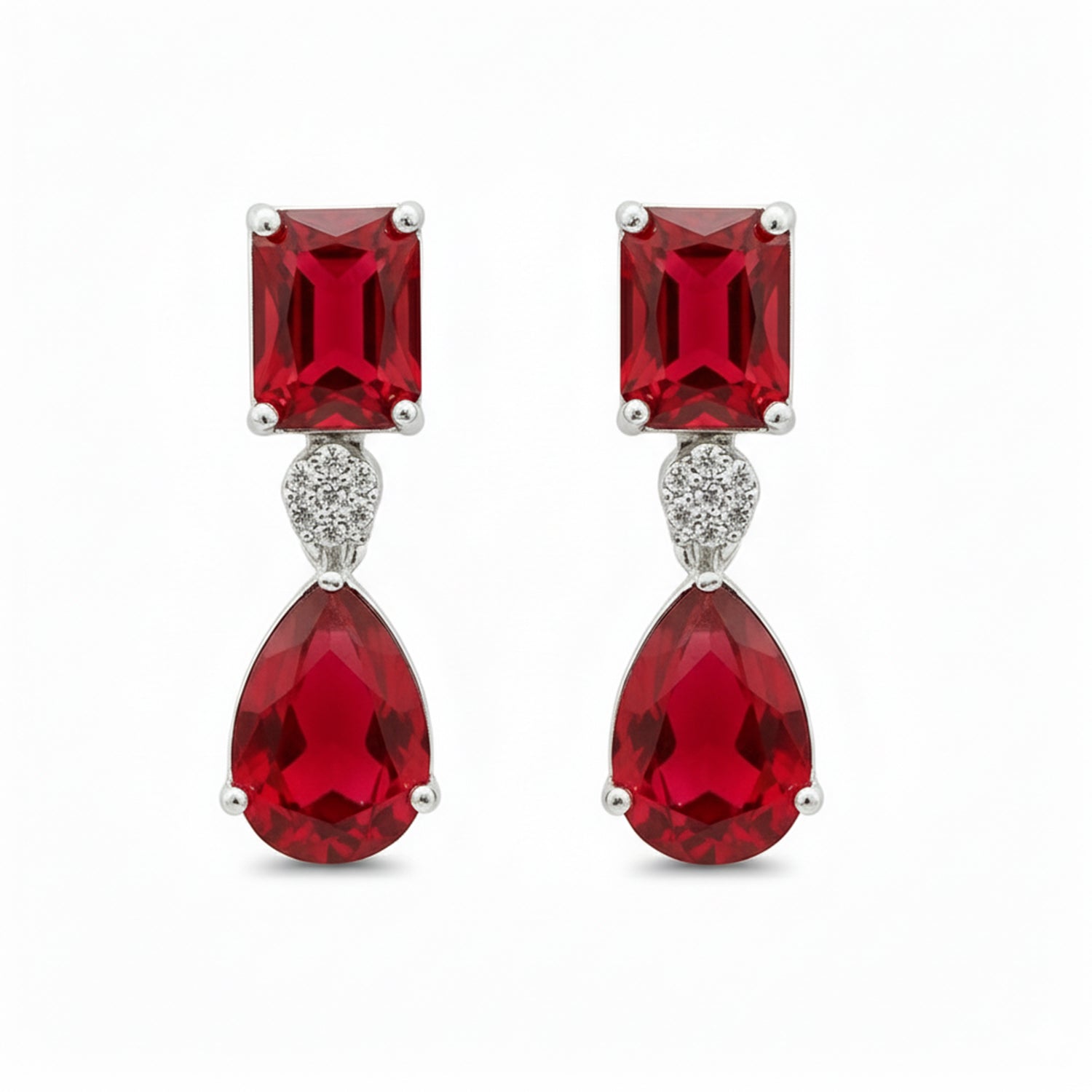 Lia Silver Dark Pink Earrings