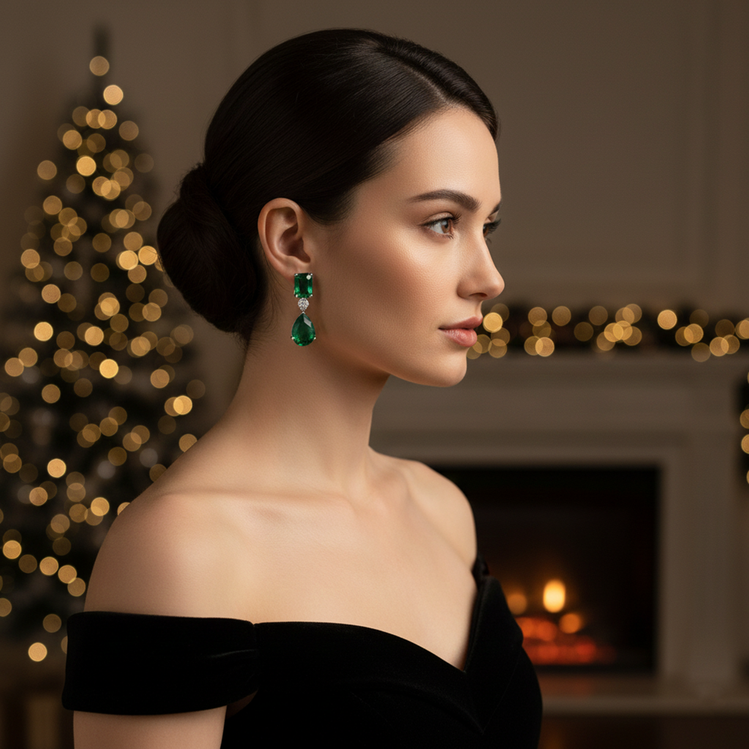 Lia Silver Green Earrings