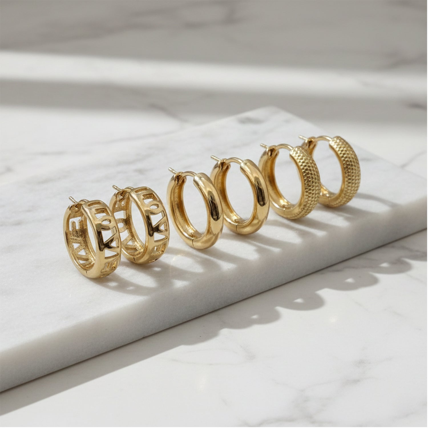 Blair- Set of Gold Plated Hoop Earrings