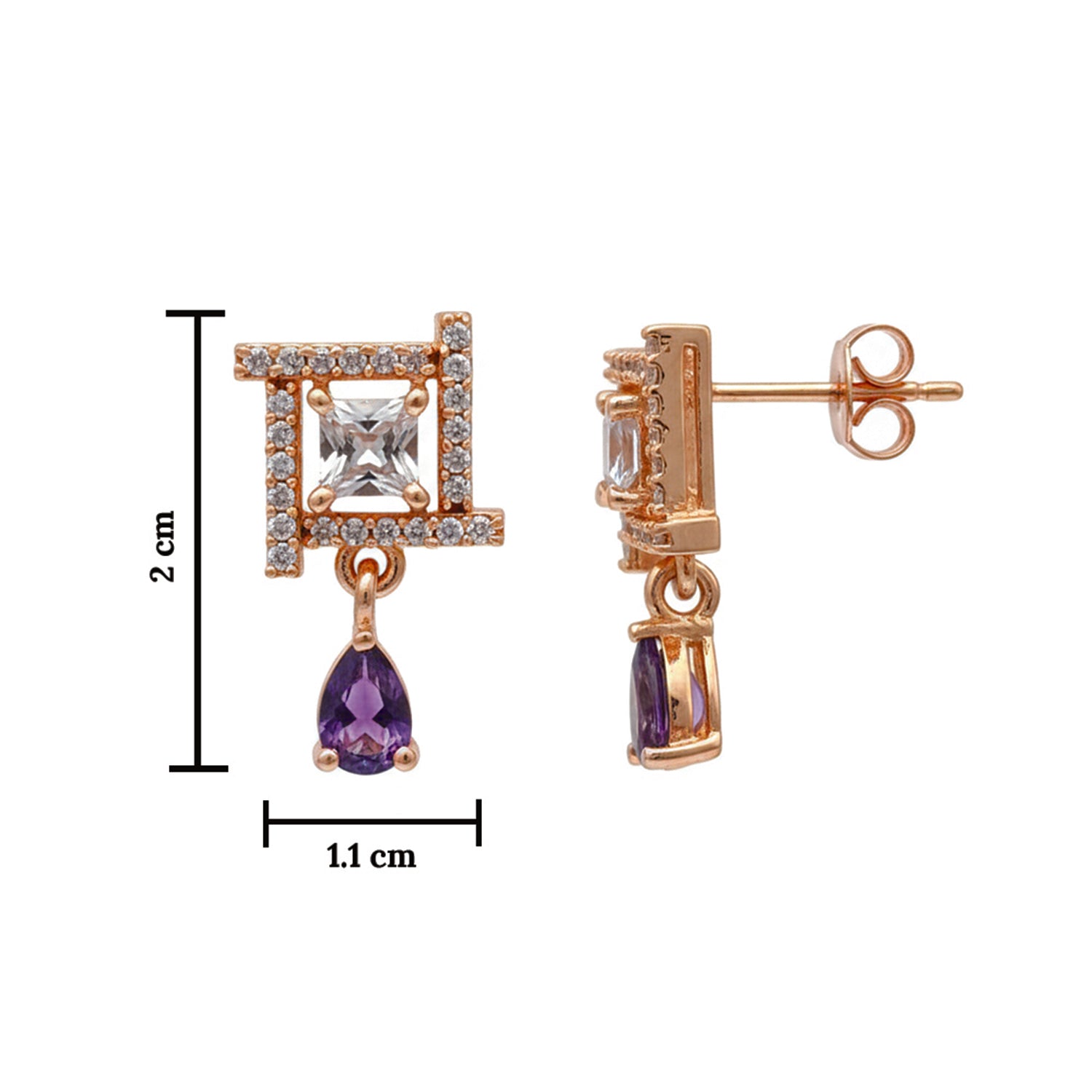 Celina- Purple Drop Geometric Stud Earrings