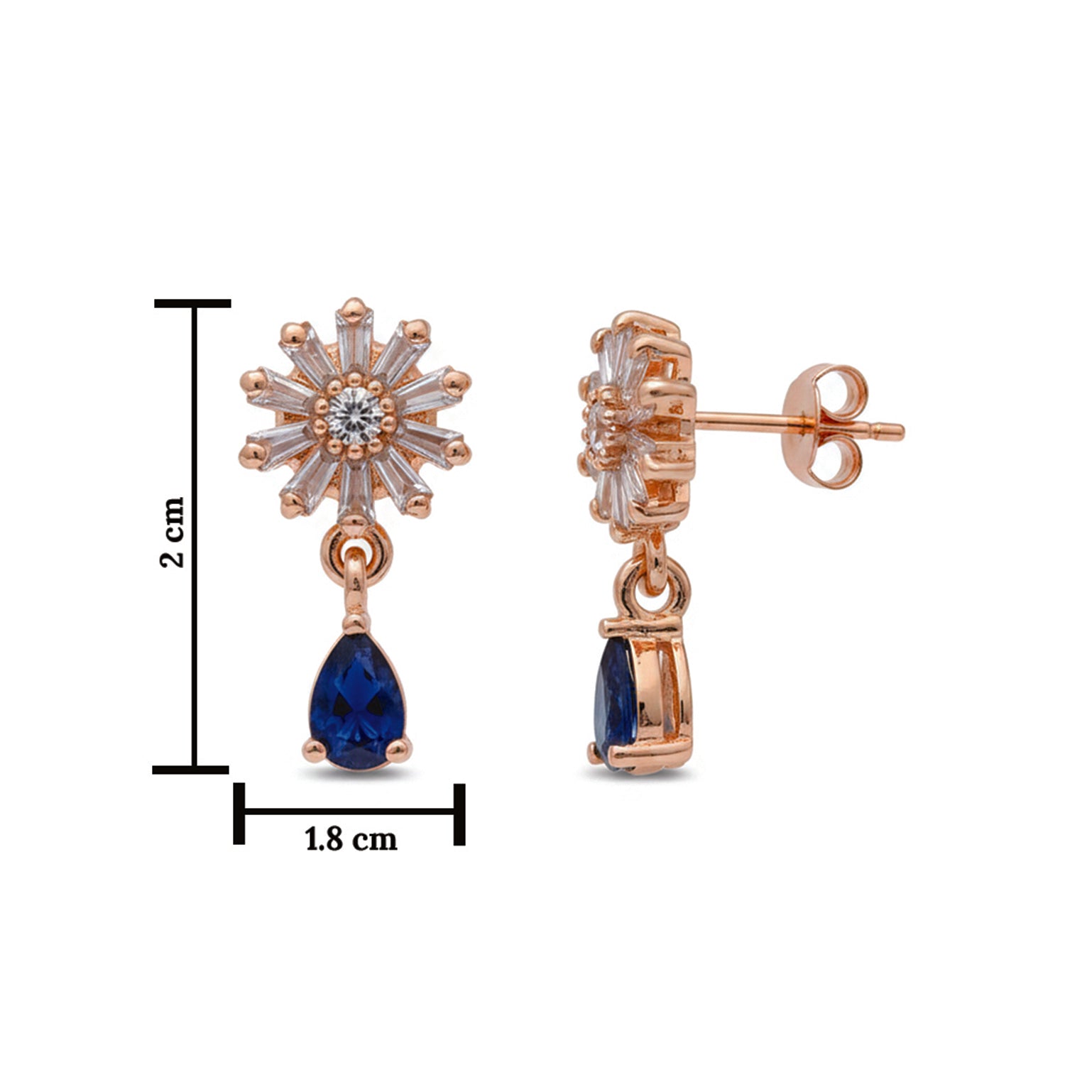 Victoria- Blue Flower Drop Earrings