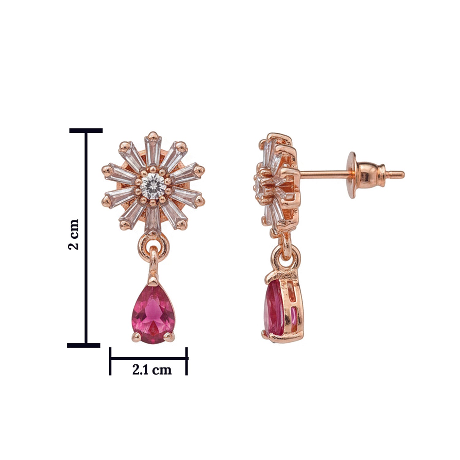 Victoria- Dark Pink Flower Drop Earrings