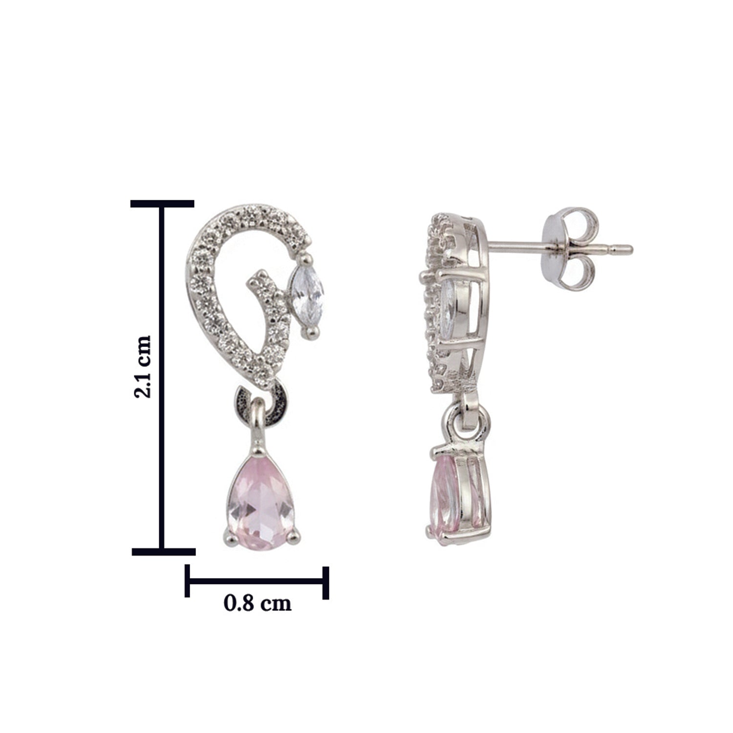 Aveline- Pink Onyx Pear-Cut Drop Earrings with Diamond Swirl Accents