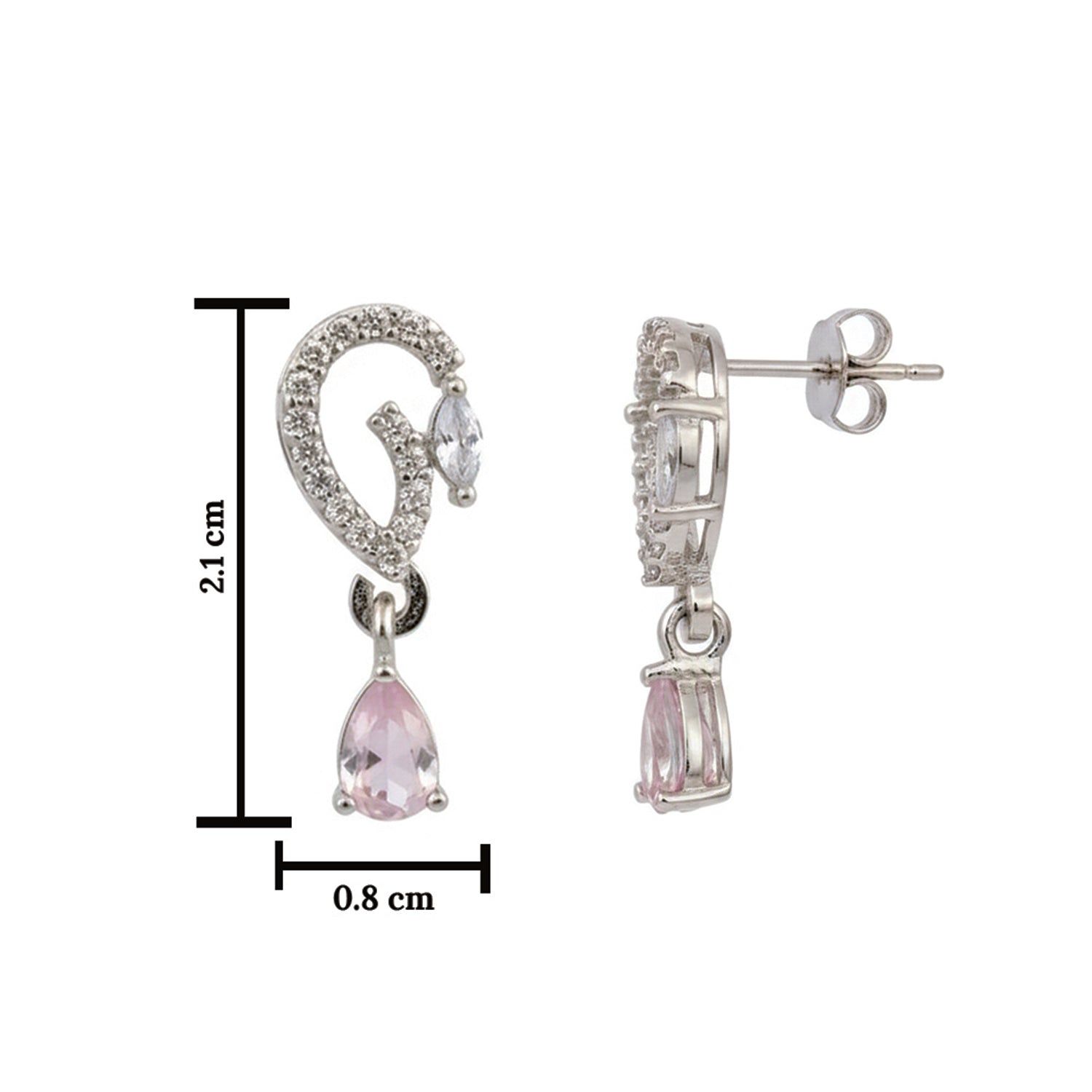 Aveline- Pink CZ Stone Drop Earrings