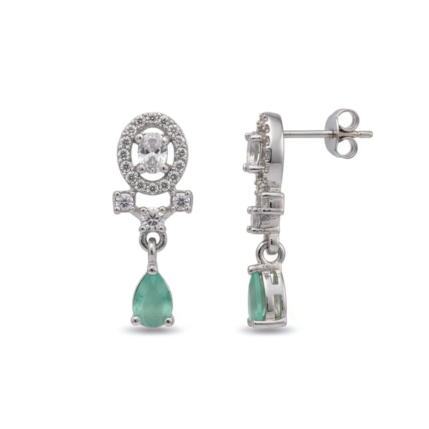 Kiaya- Mint Swirl Pear-Cut Drop Earrings