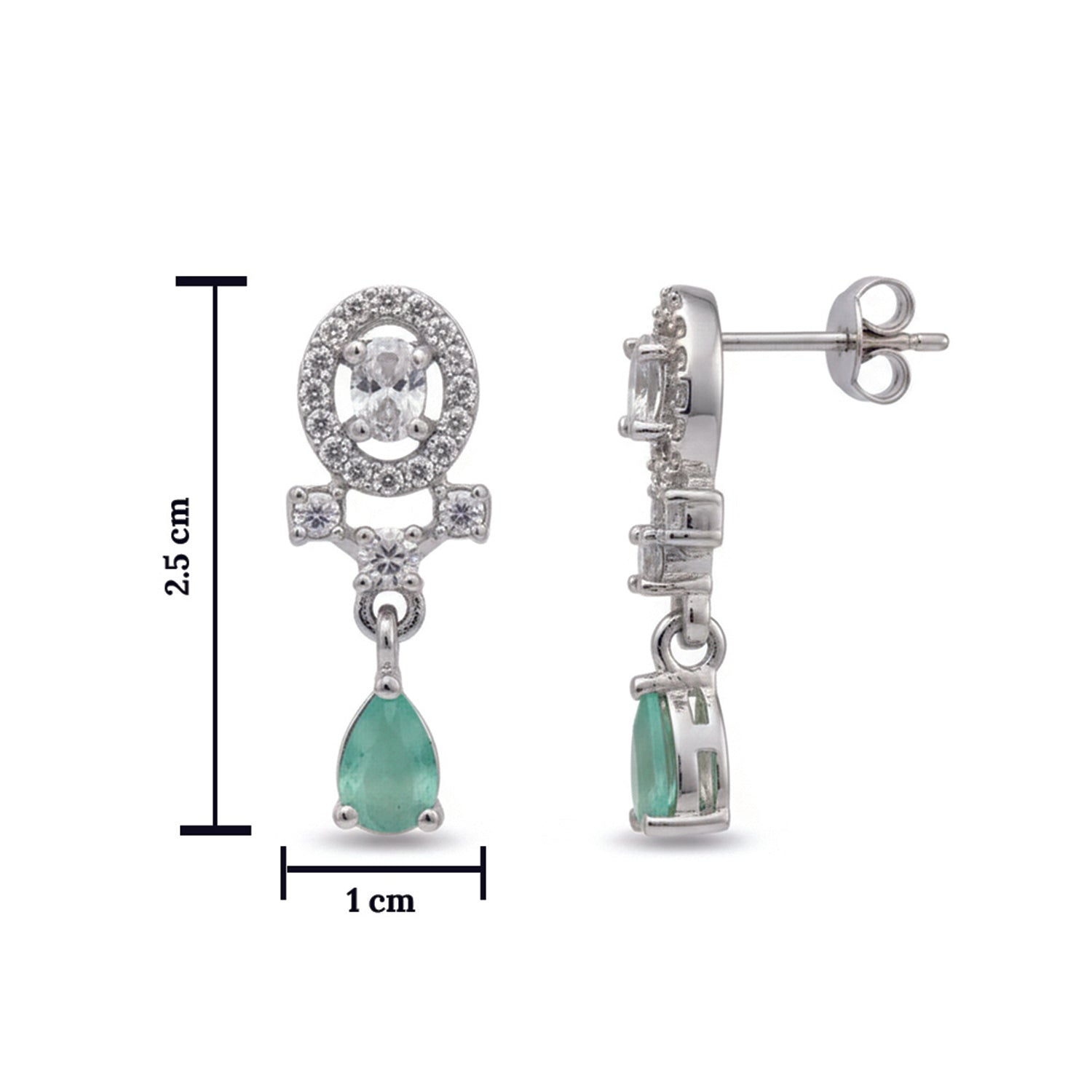 Kiaya- Mint Swirl Pear-Cut Drop Earrings in Sterling Silver