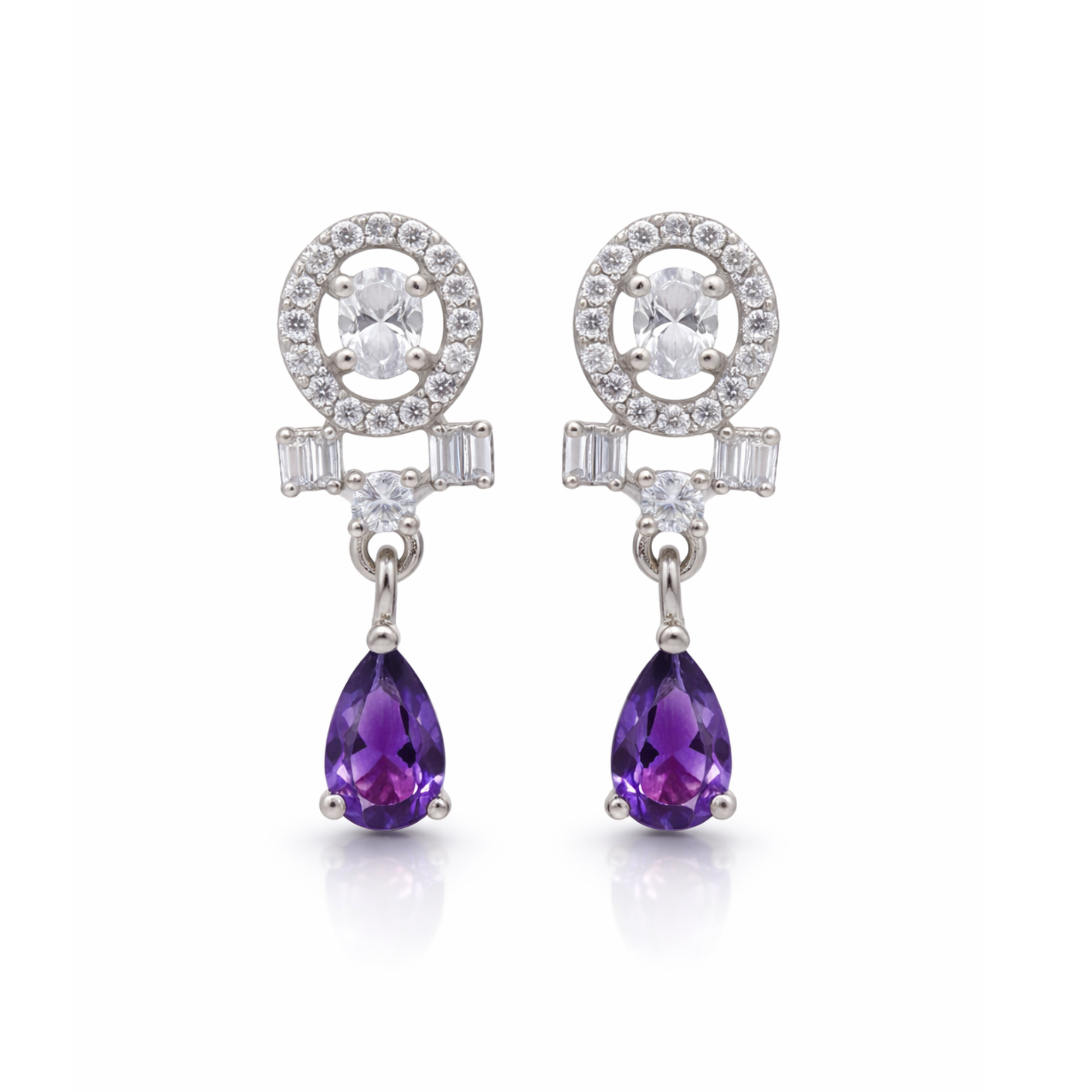 Kiaya- Purple Swirl Pear-Cut Drop Earrings