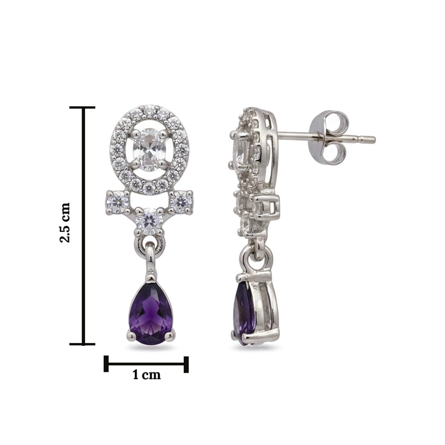 Kiaya- Purple Swirl Pear-Cut Drop Earrings