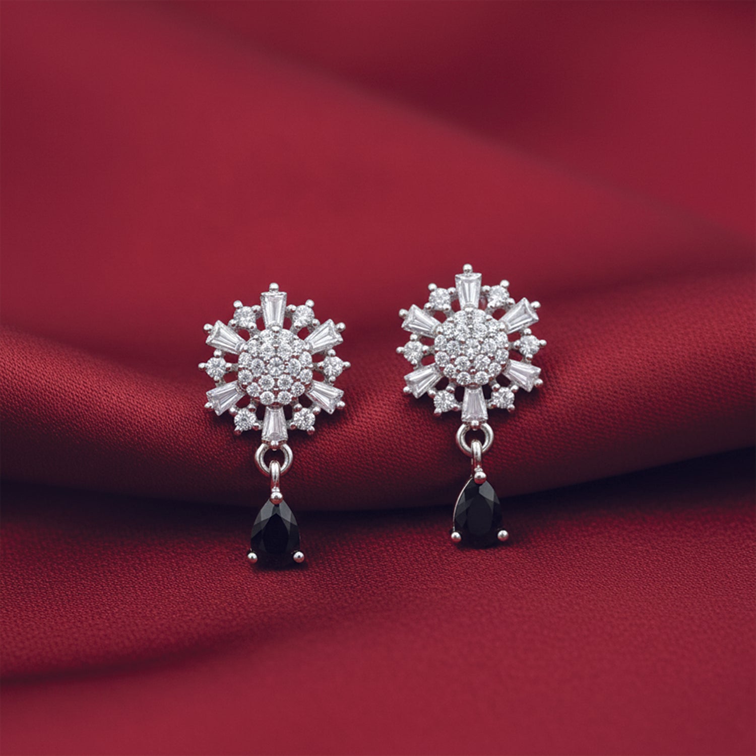 Nysa- Black Winter Bloom Diamond Earrings
