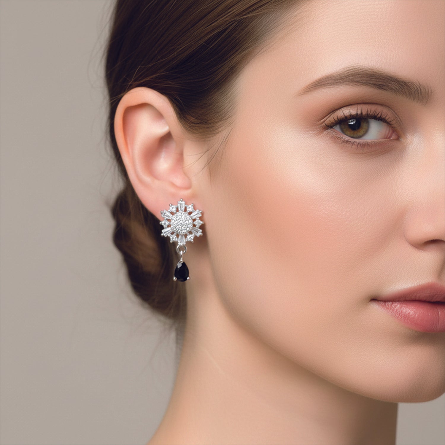 Nysa- Black Winter Bloom Diamond Earrings