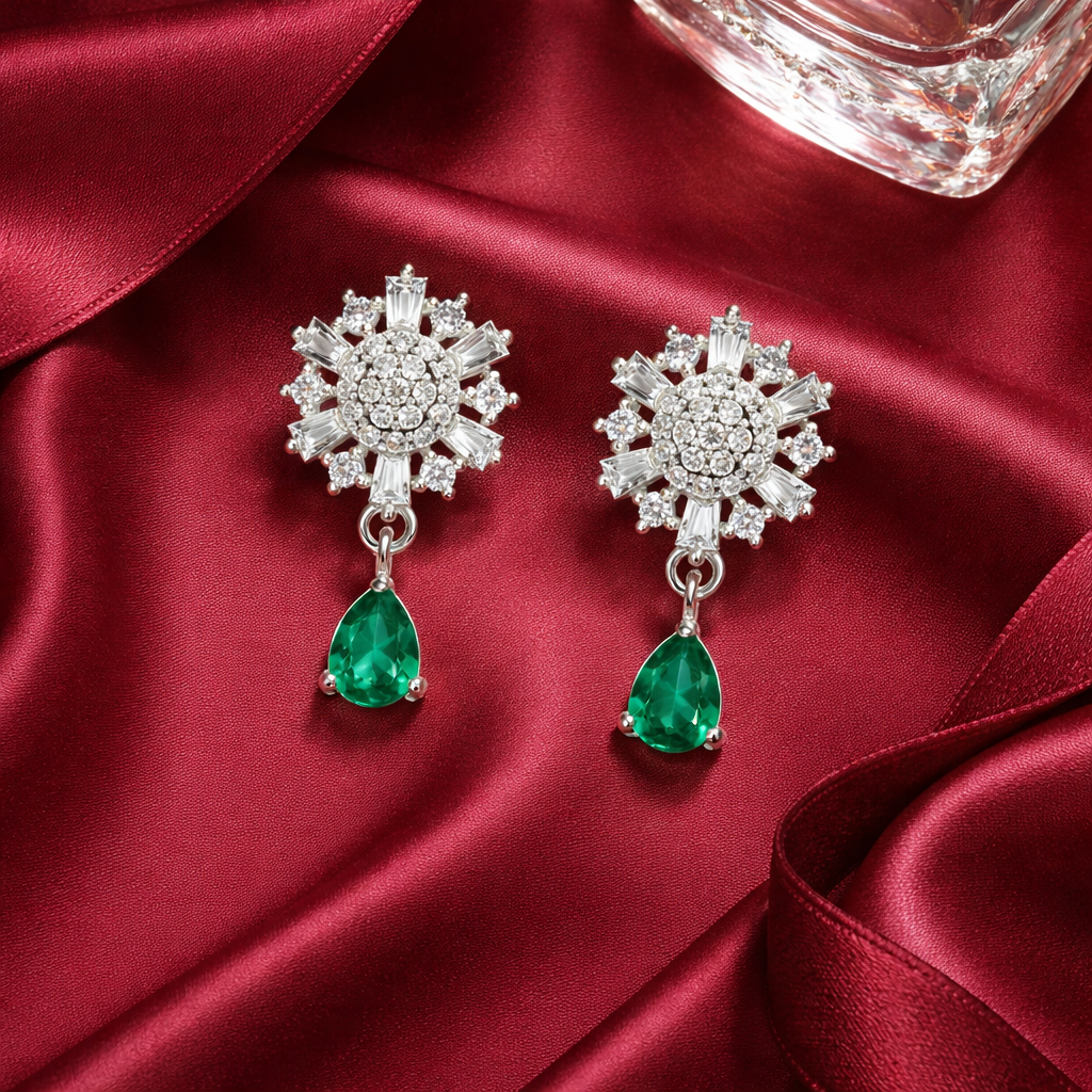 Nysa- Mint Winter Bloom Diamond Earrings