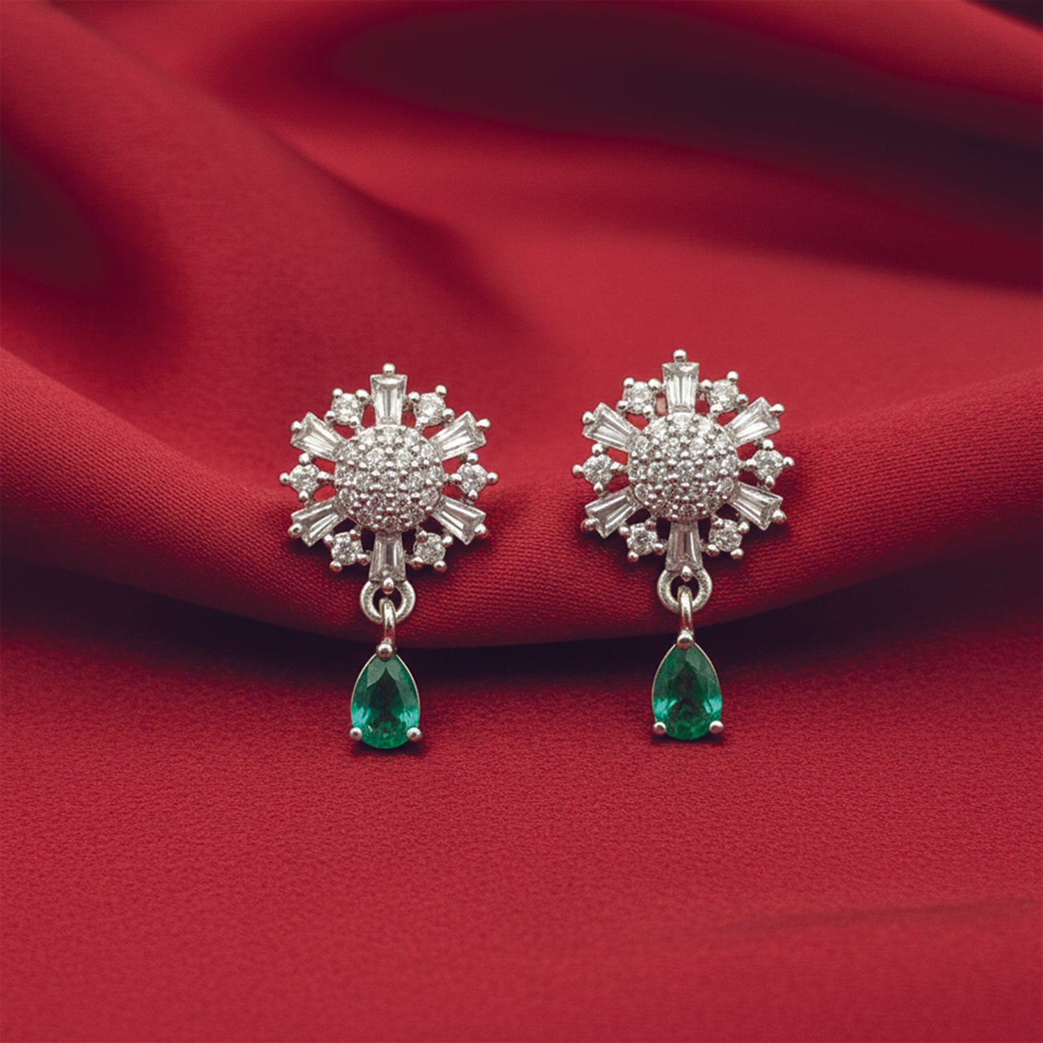 Nysa- Mint Winter Bloom Diamond Earrings