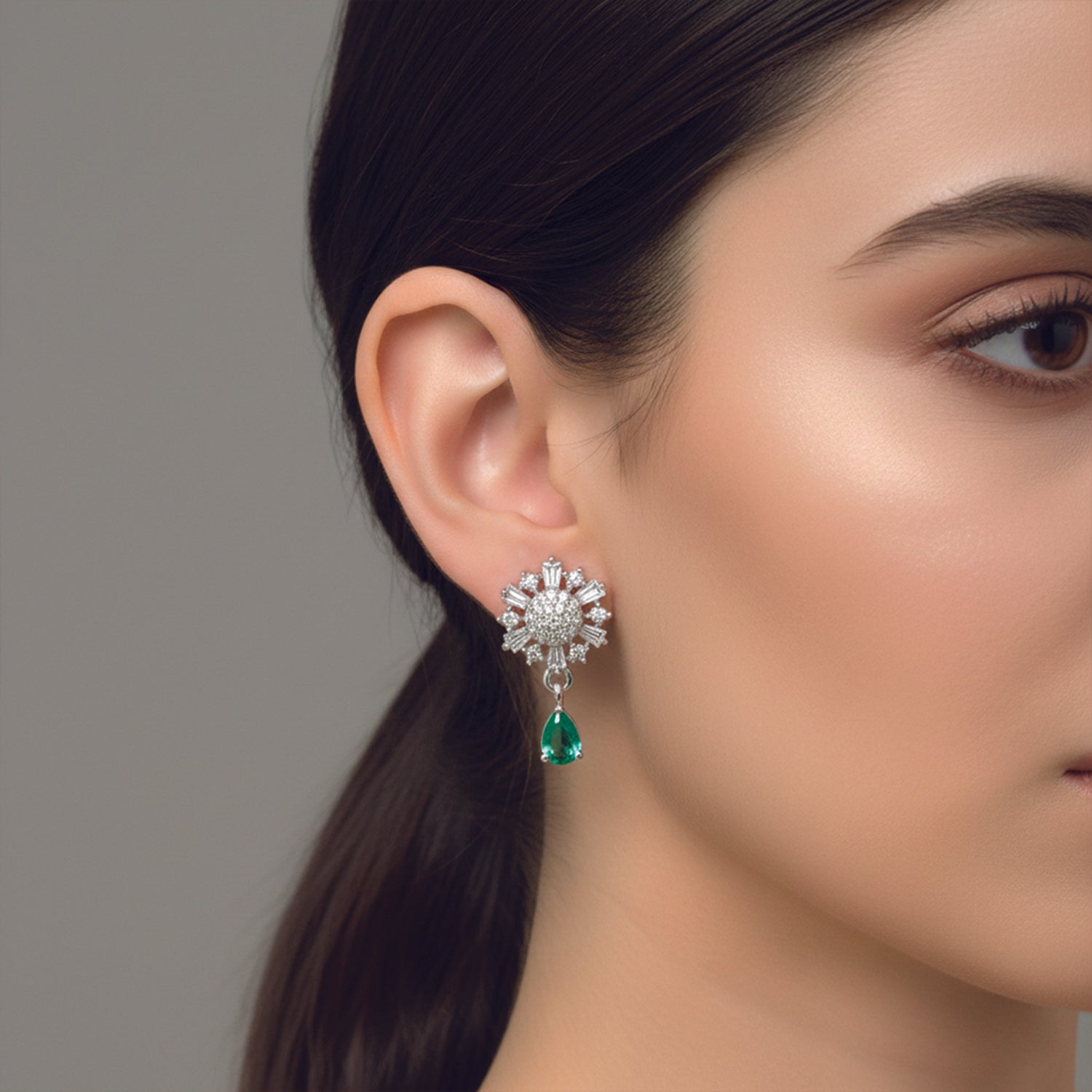 Nysa- Mint Winter Bloom Diamond Earrings