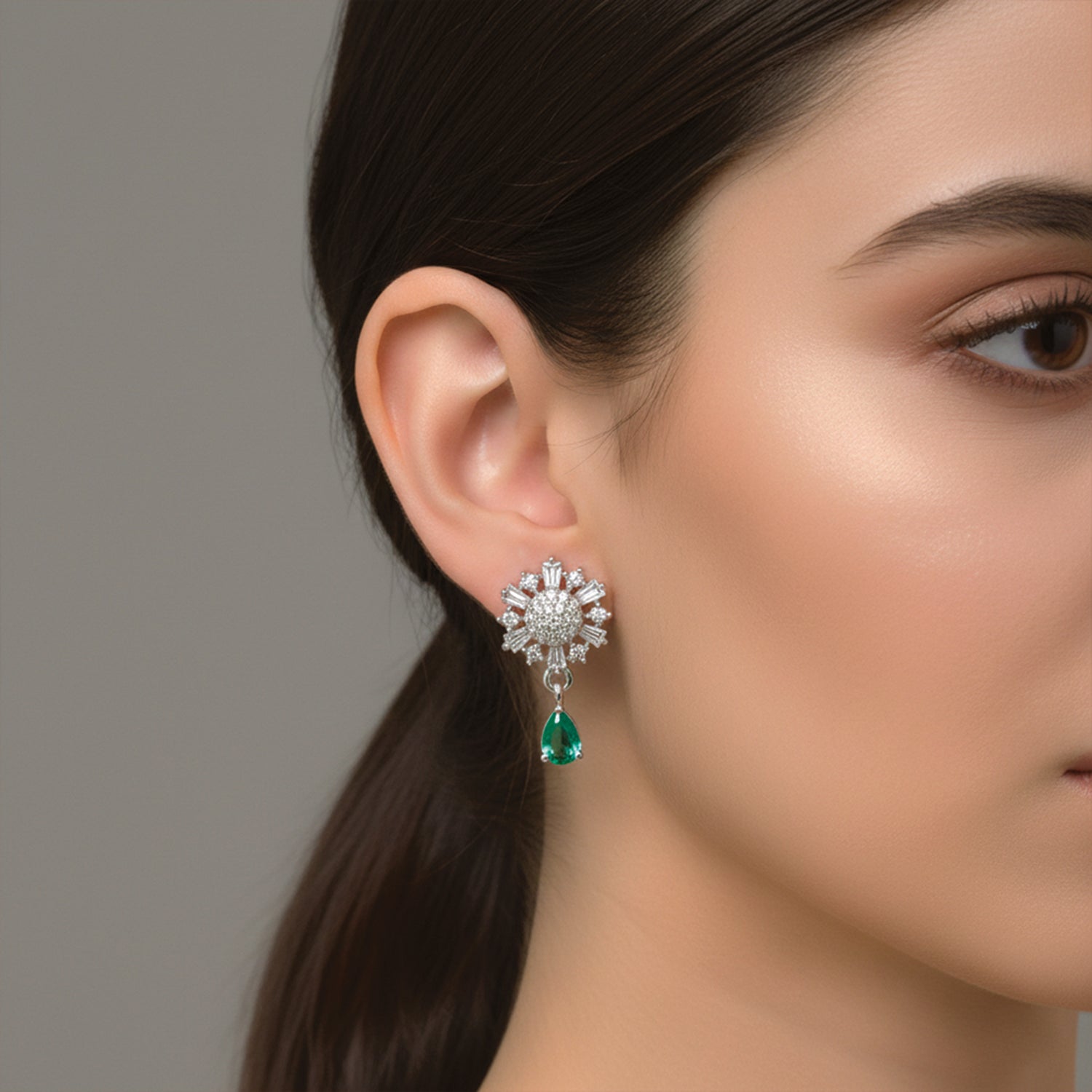 Nysa- Mint Winter Bloom Diamond Earrings