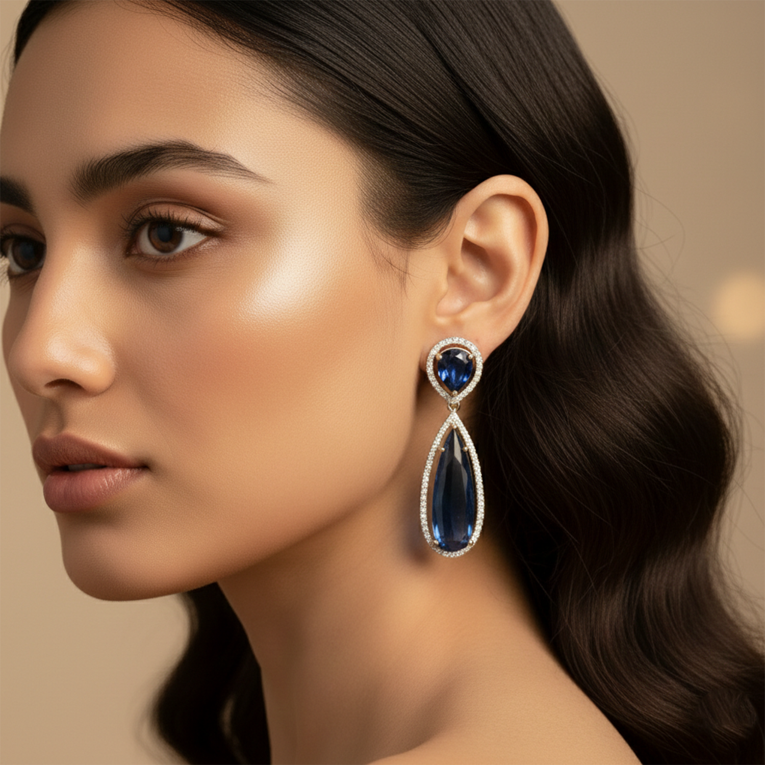 Ellen- Elegant Blue Sapphire Drop Earrings