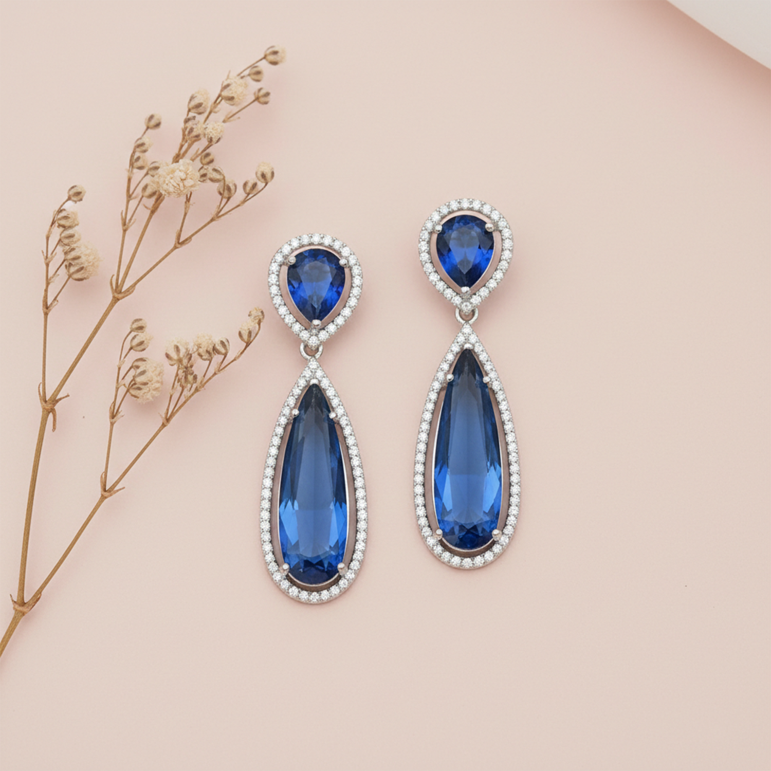 Ellen- Elegant Blue Sapphire Drop Earrings