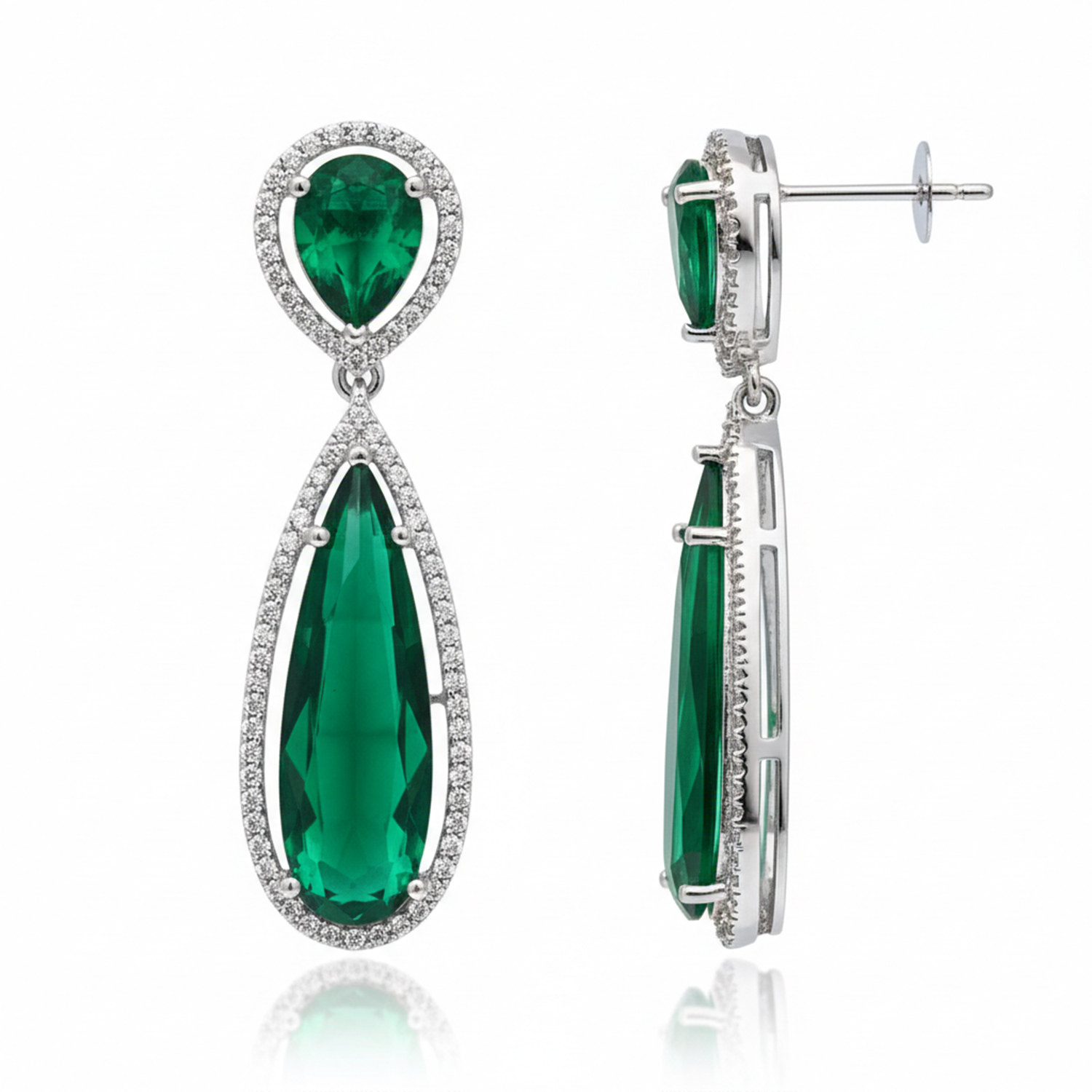 Ellen- Elegant Green Emerald Drop Earrings