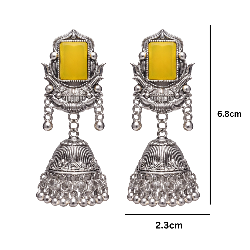 Ridhima- Yellow Radiance Oxidized Bell Earrings