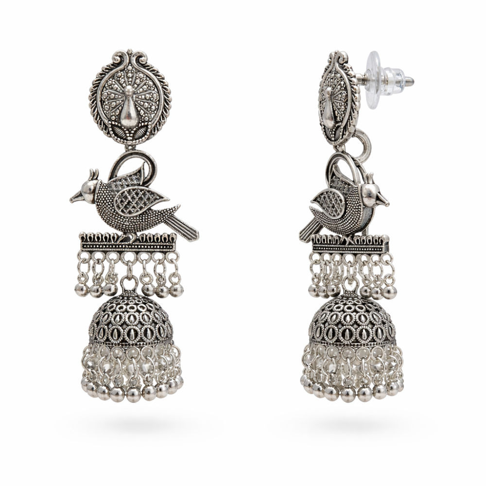 Jeeya- Tribal Bird Motif Jhumka