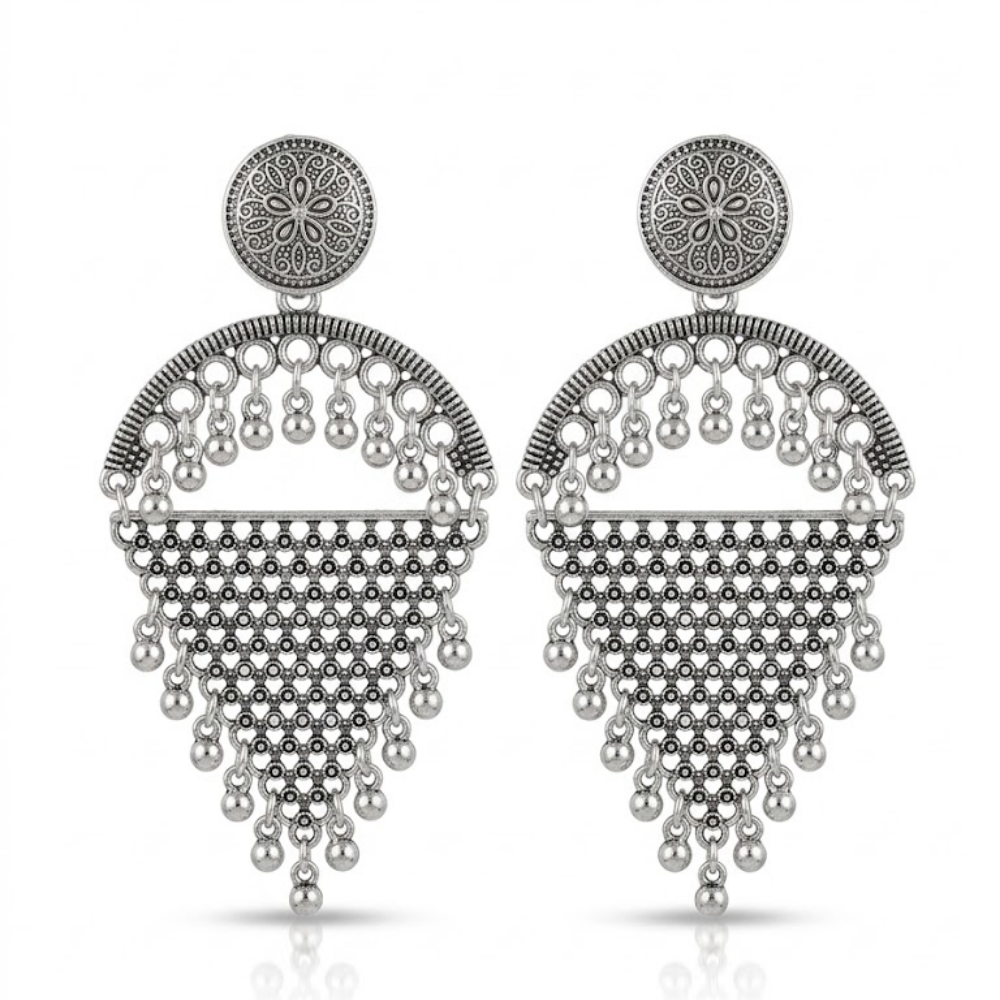 Heeya-Oxidized Fringe Dangle Earrings