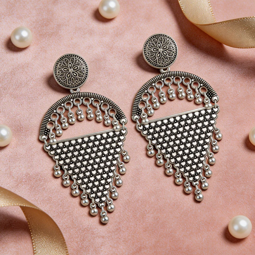 Heeya-Oxidized Fringe Dangle Earrings
