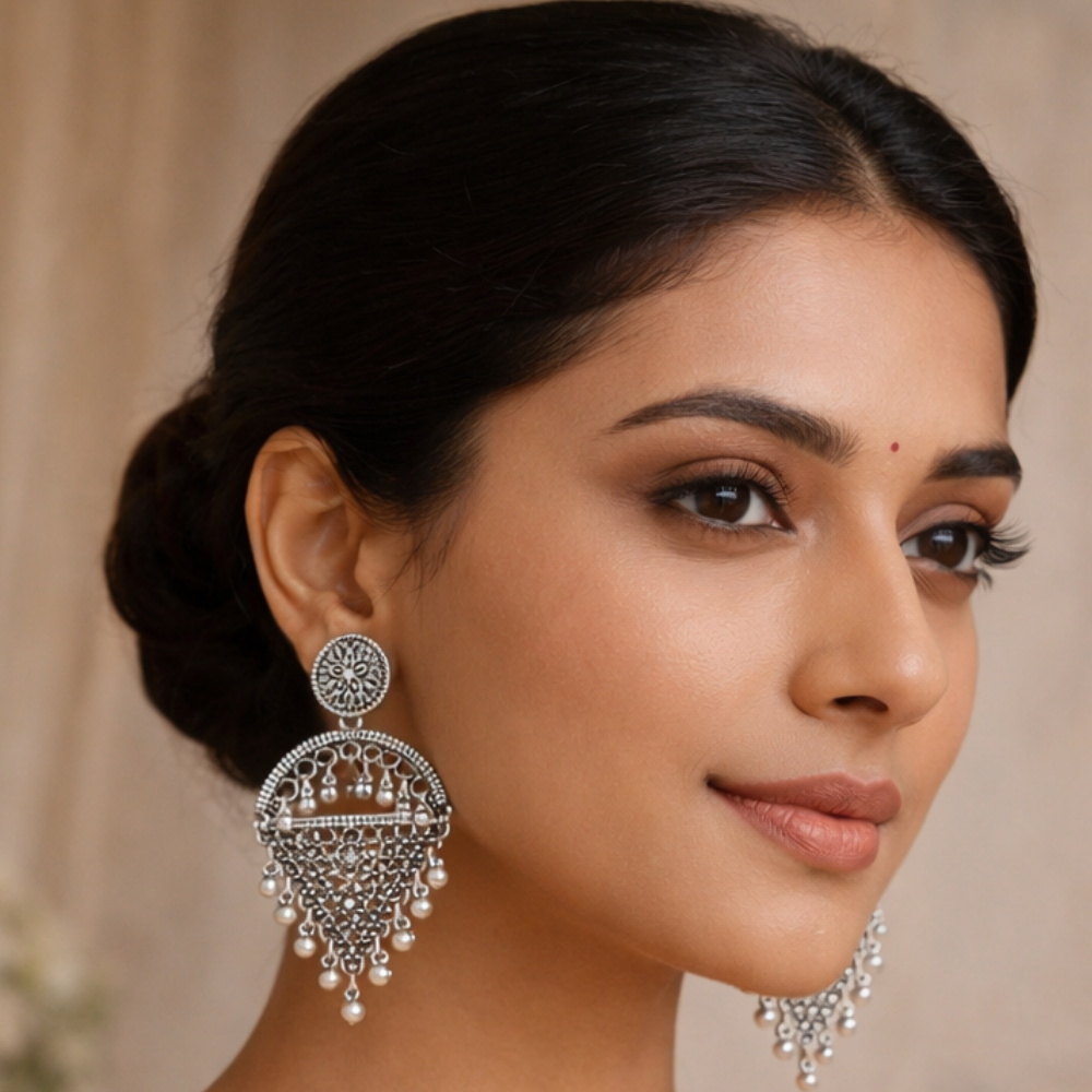 Heeya-Oxidized Fringe Dangle Earrings