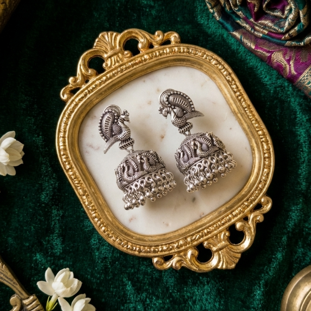 Adeela- Traditional Antique Dome Dangle Earrings