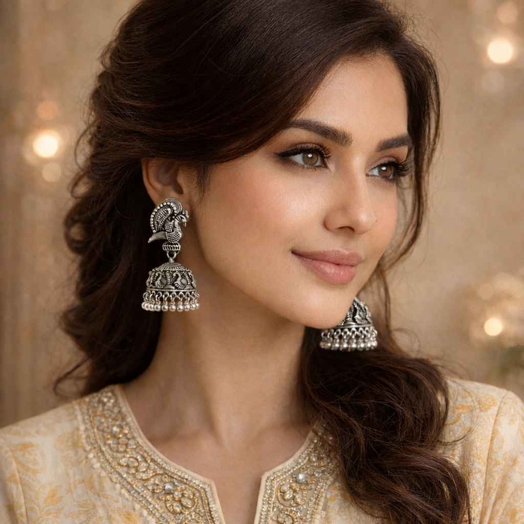 Adeela- Traditional Antique Dome Dangle Earrings