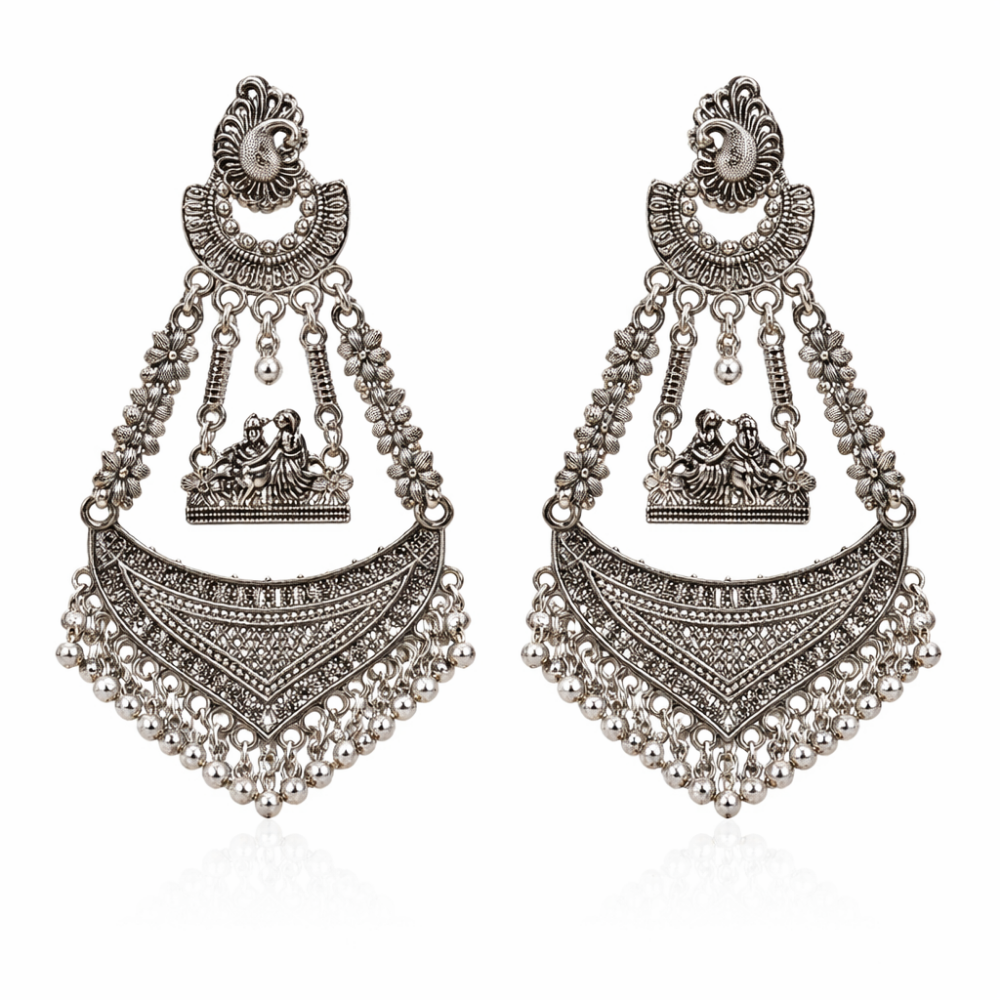 Shyama- Oxidised Radha Krishna Statement Earrings