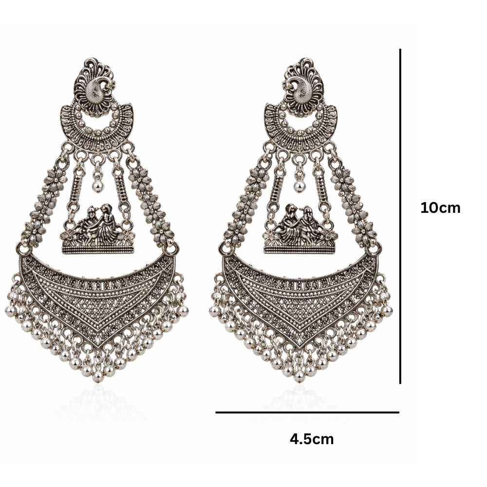Shyama- Oxidised Radha Krishna Statement Earrings