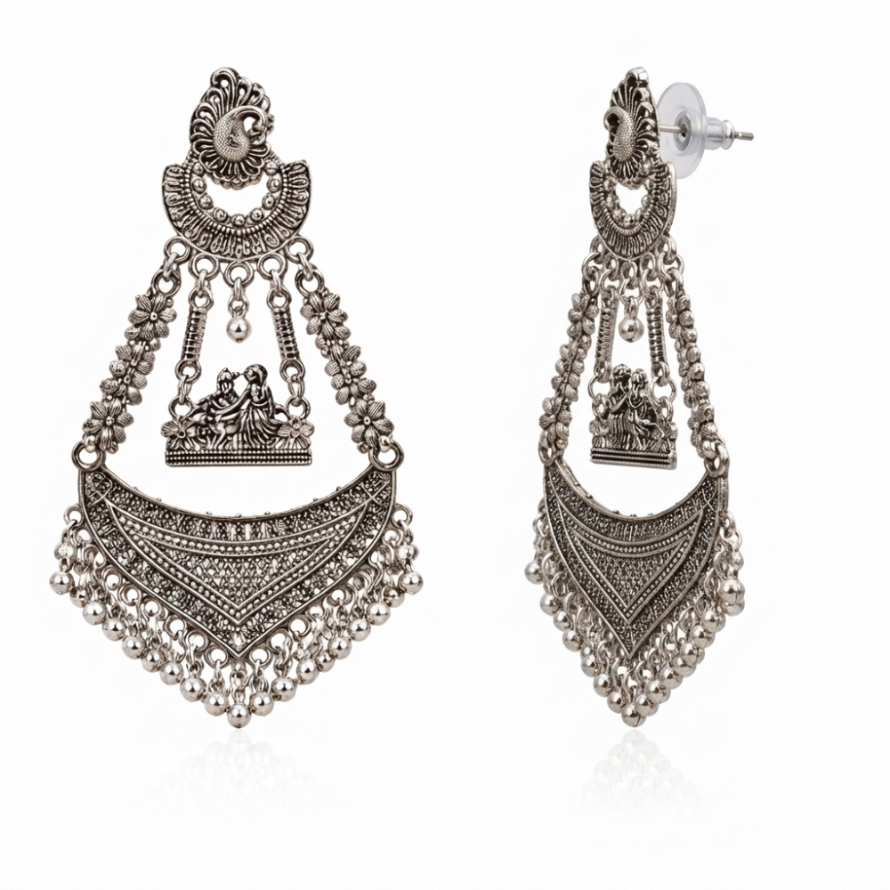 Shyama- Oxidised Radha Krishna Statement Earrings