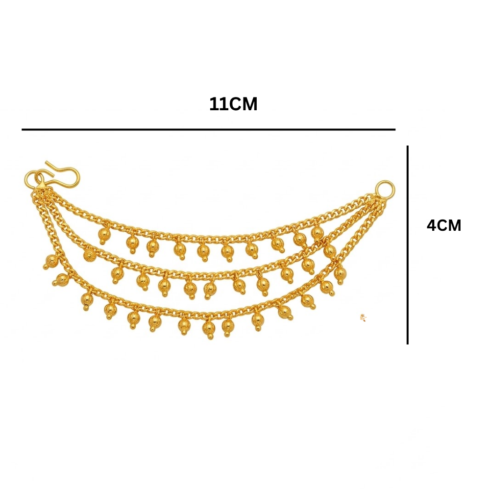 Rina- Traditional Gold-Tone Kids Ear Chain with Bead Drops