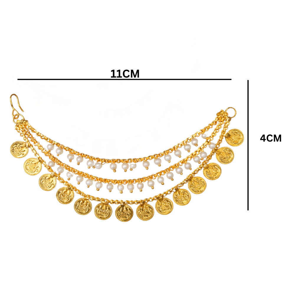 Tina- Traditional Coin & Pearl Kids Ear Chain