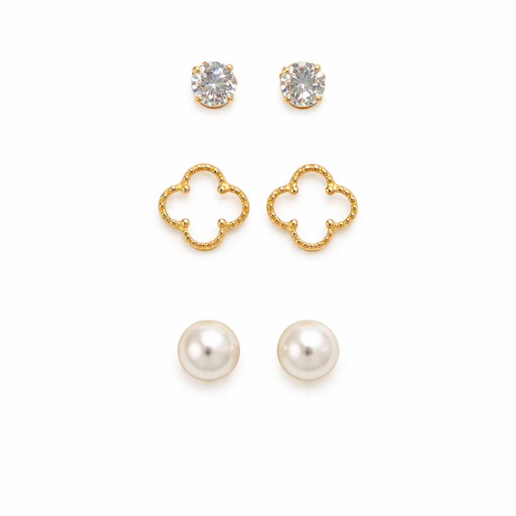 Alice- 3-Pair Stud Earrings Set