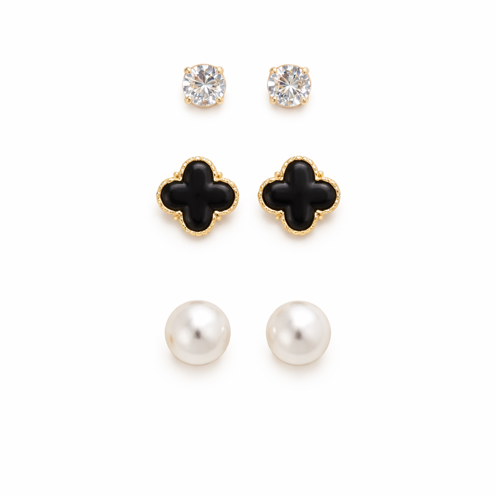 Alice- 3-Pair Stud Earrings Set