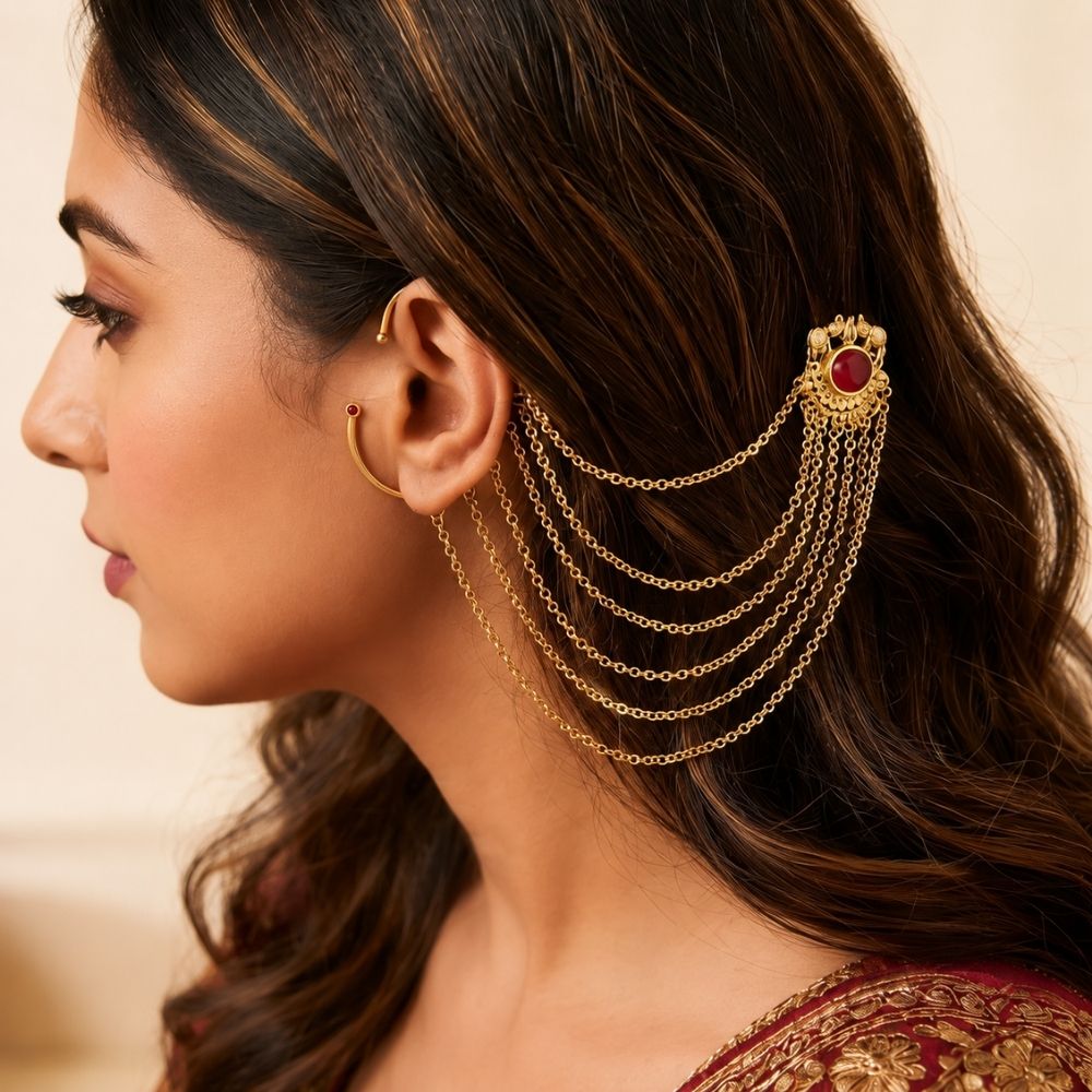 Aarvi- Ear Cuff with Multi Layer Ear Chain