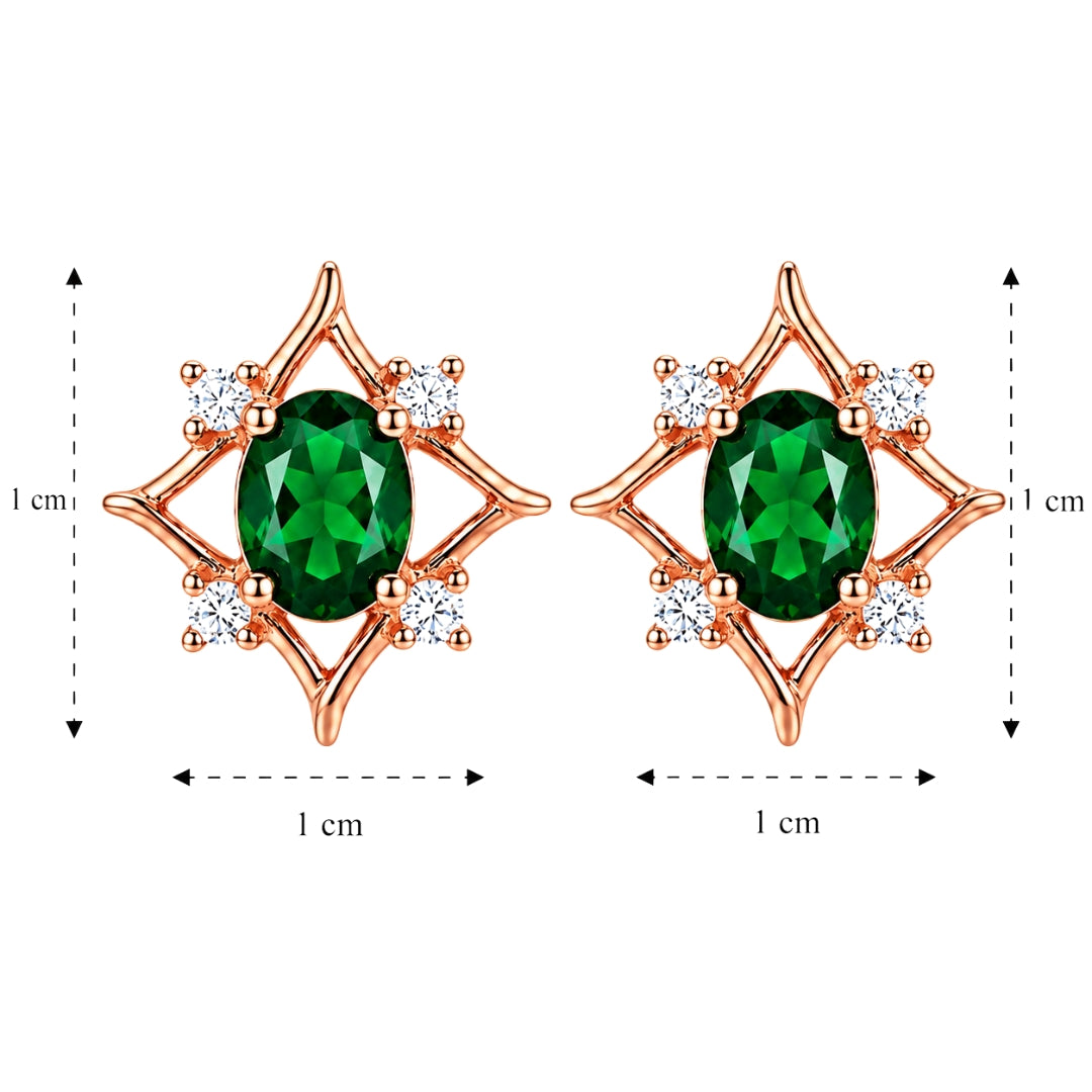 Vinny- Rose Gold Green Stone Stud Earrings