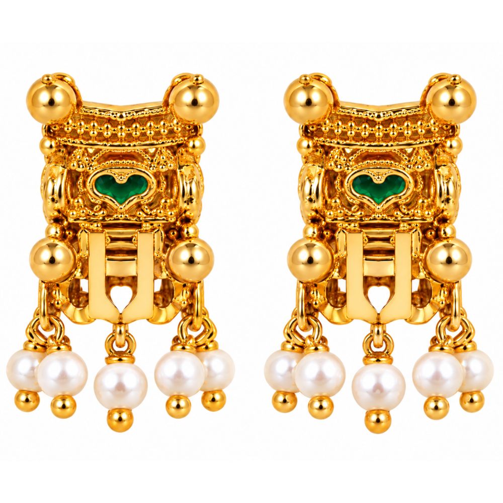 Saarika- Green Stone Pearl Drop Bugadi
