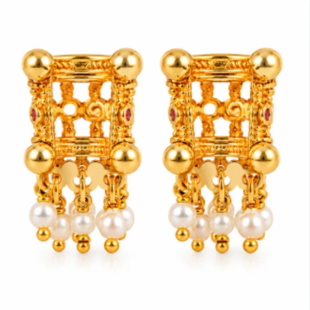 Taarika- Green Stone Pearl Drop Bugadi