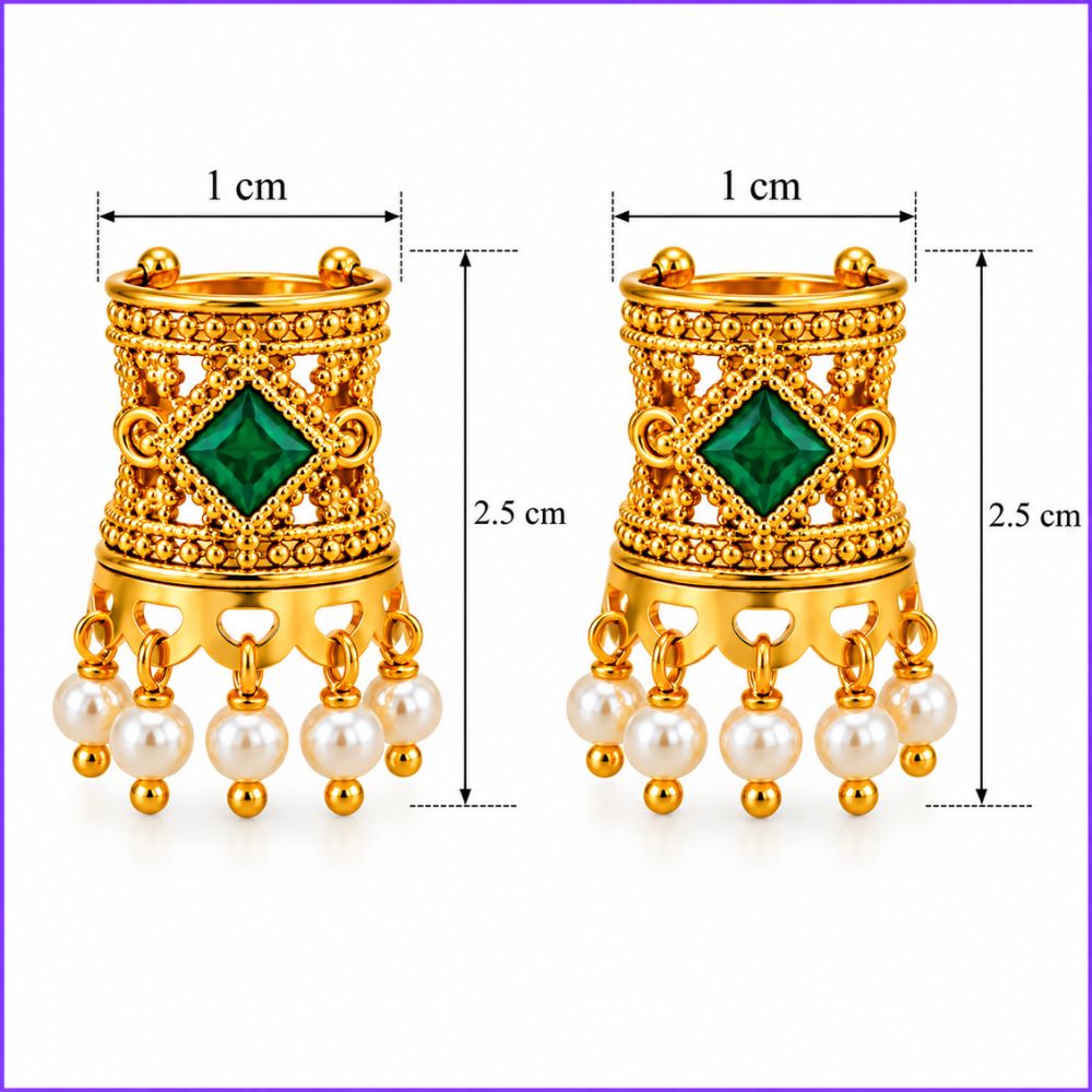 Taarika- Green Stone Pearl Drop Bugadi