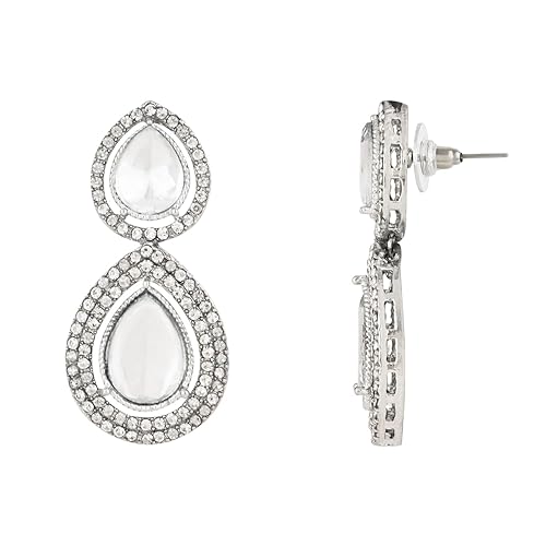Eknoor Silver White Earrings