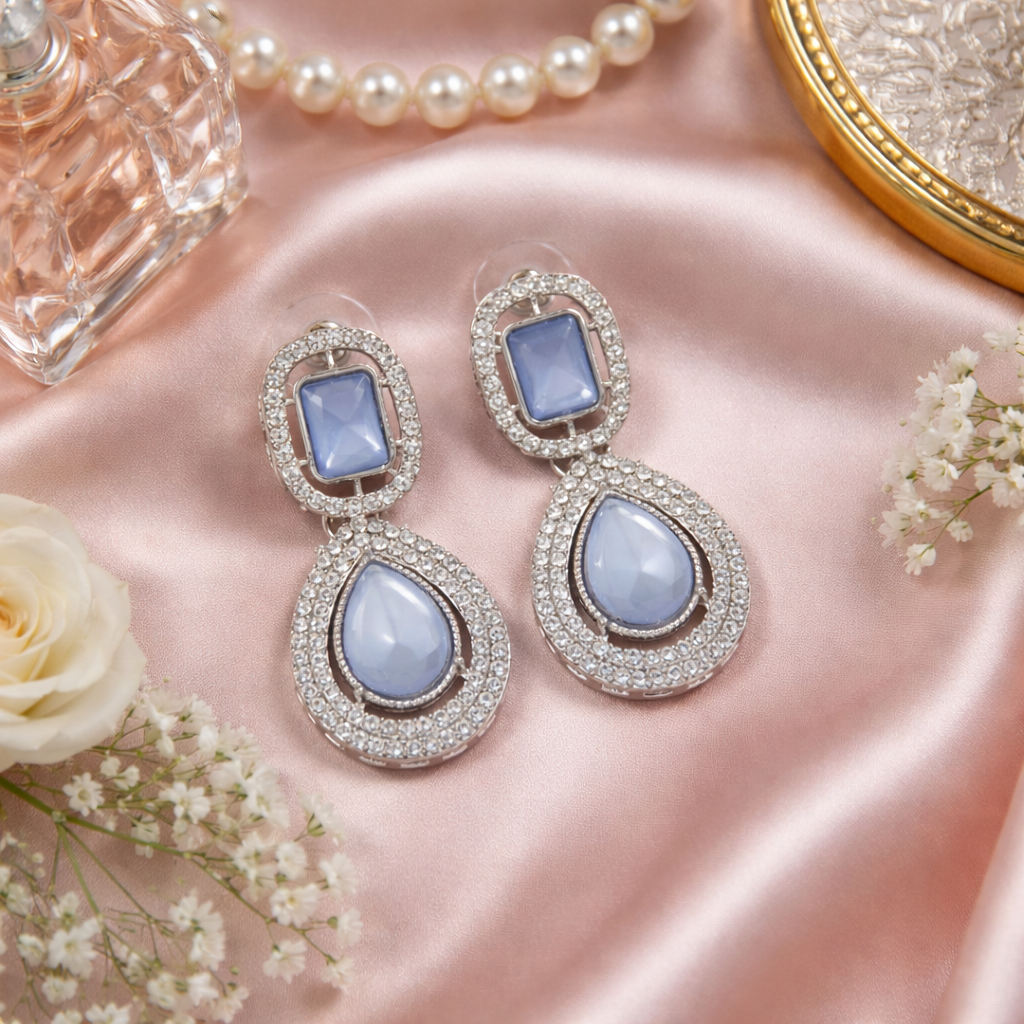 Viyana Silver Purple Earrings