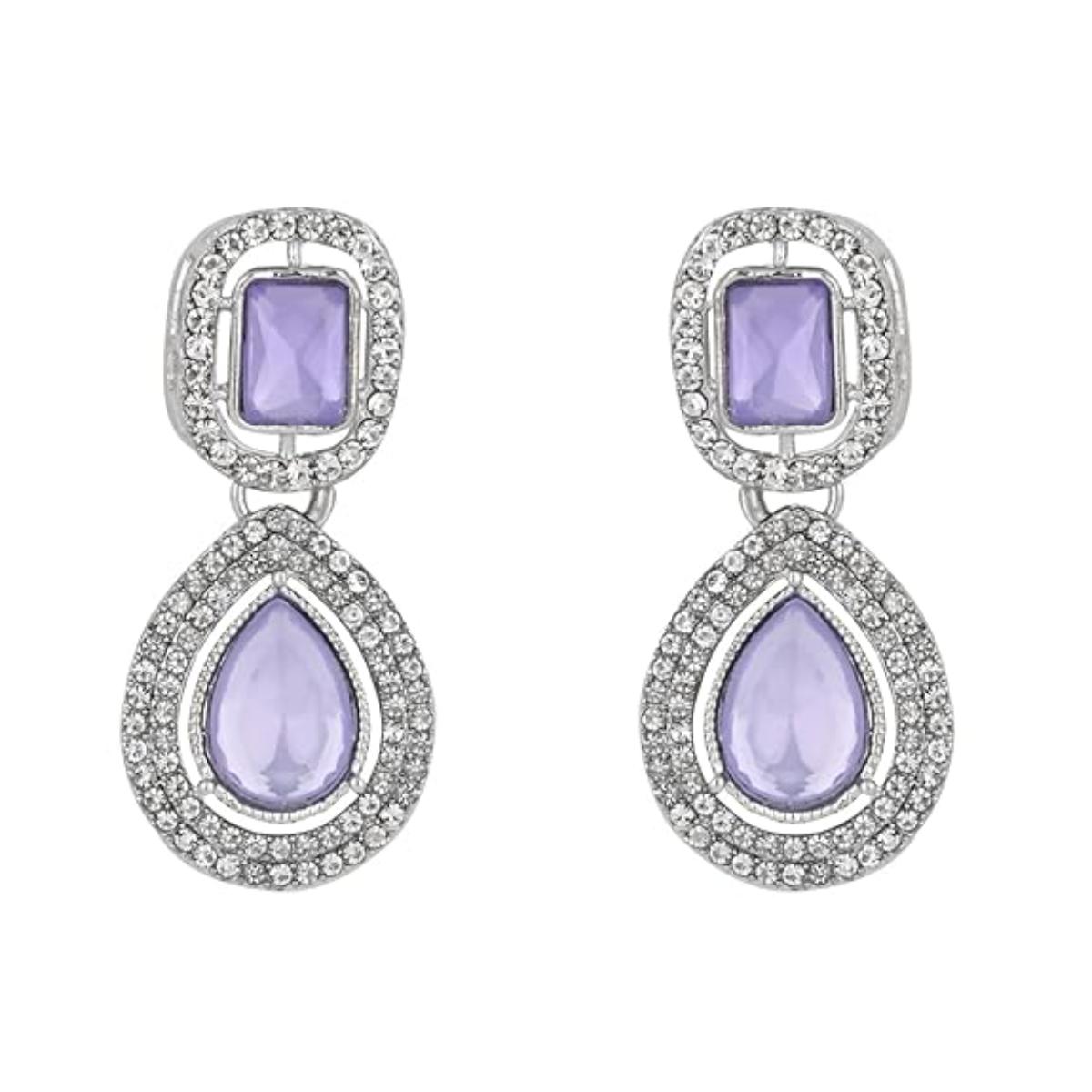 Viyana Silver Purple Earrings