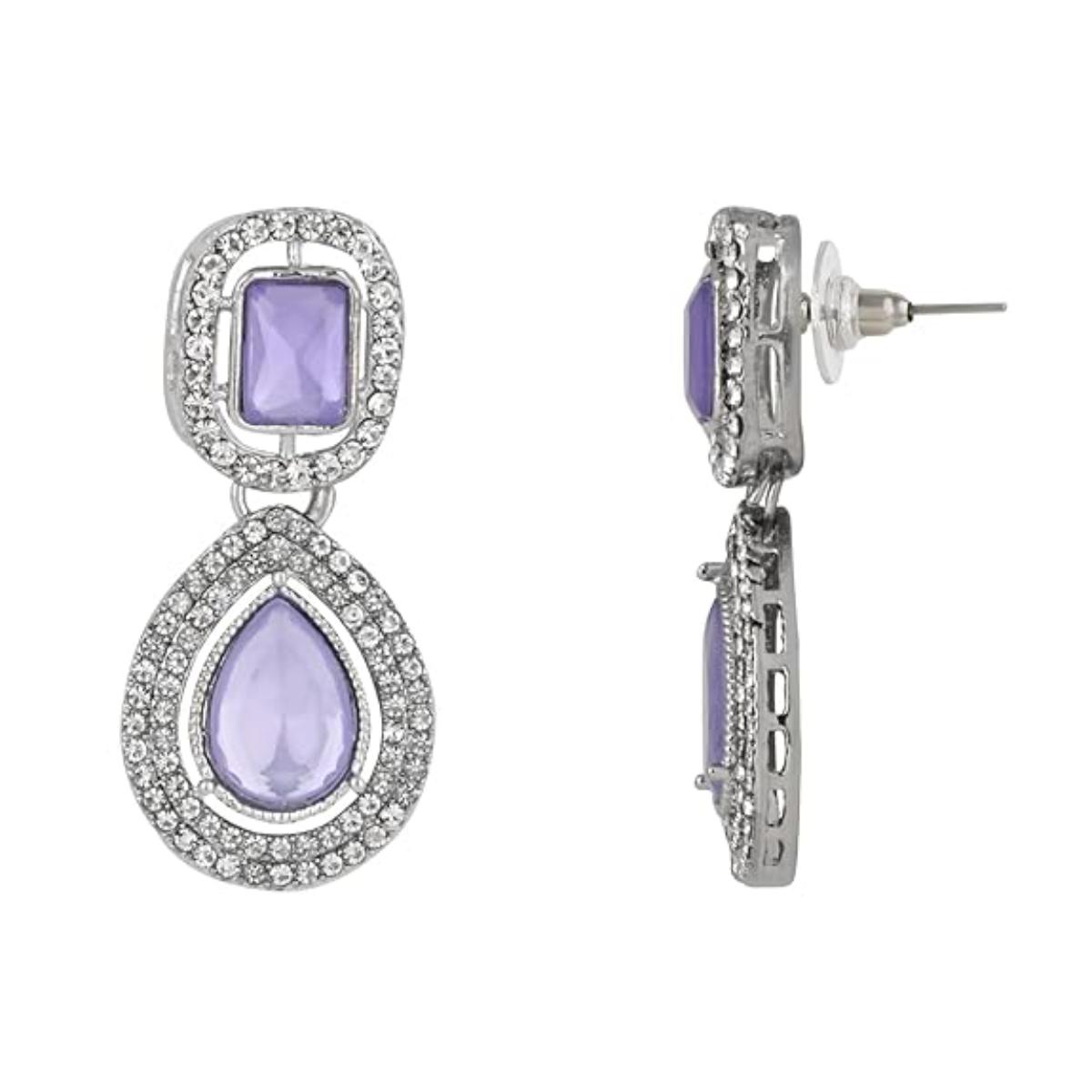 Viyana Silver Purple Earrings