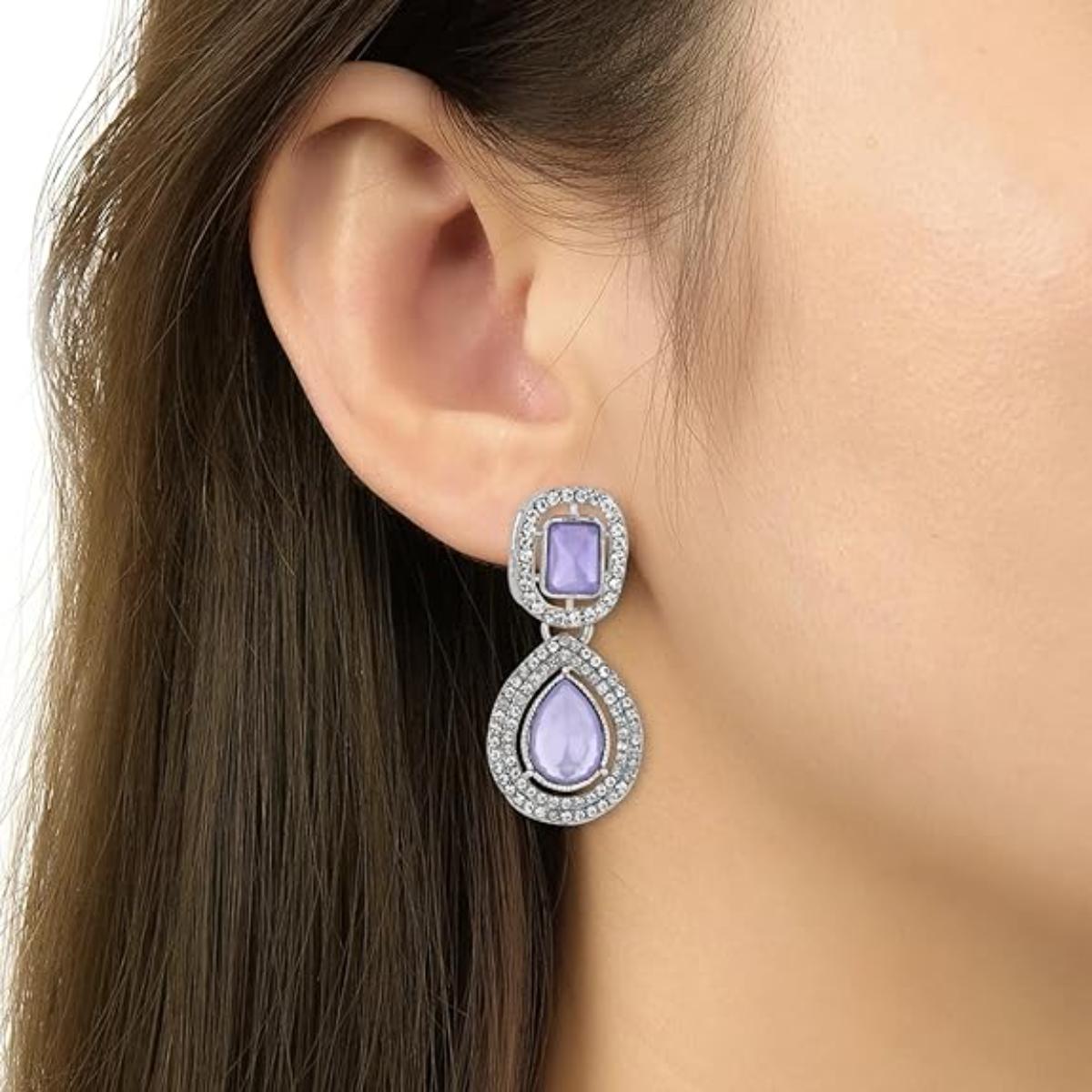 Viyana Silver Purple Earrings
