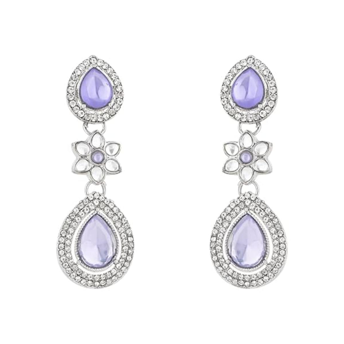 Anmol Silver Purple Earrings